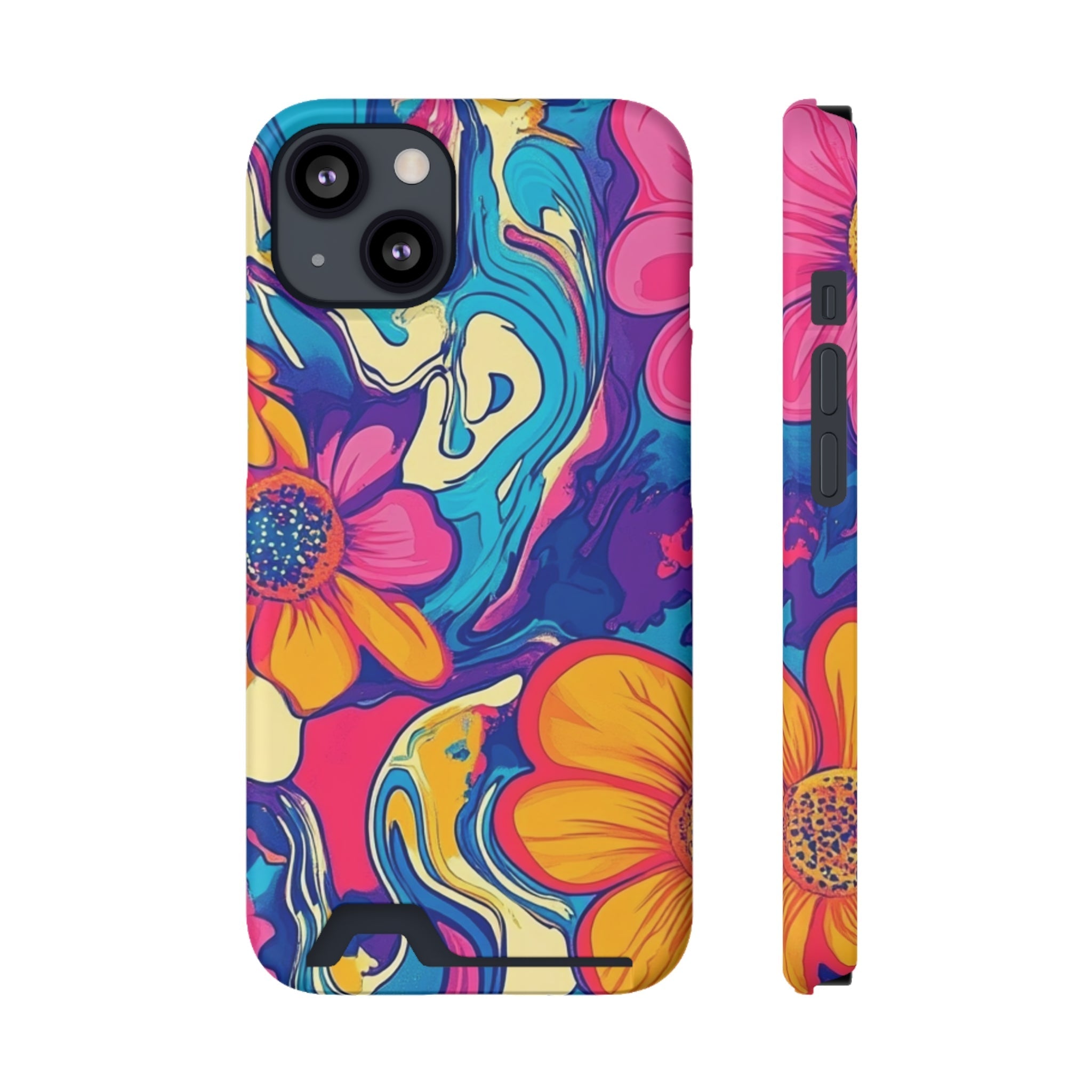 Psychedelic Floral Swirl Phone Case, Artsulli - Art is Long, Life is Short, Phone Case, Size, iPhone 13, Surface, Matte, Shape, With gift packaging, 55748264808978583303