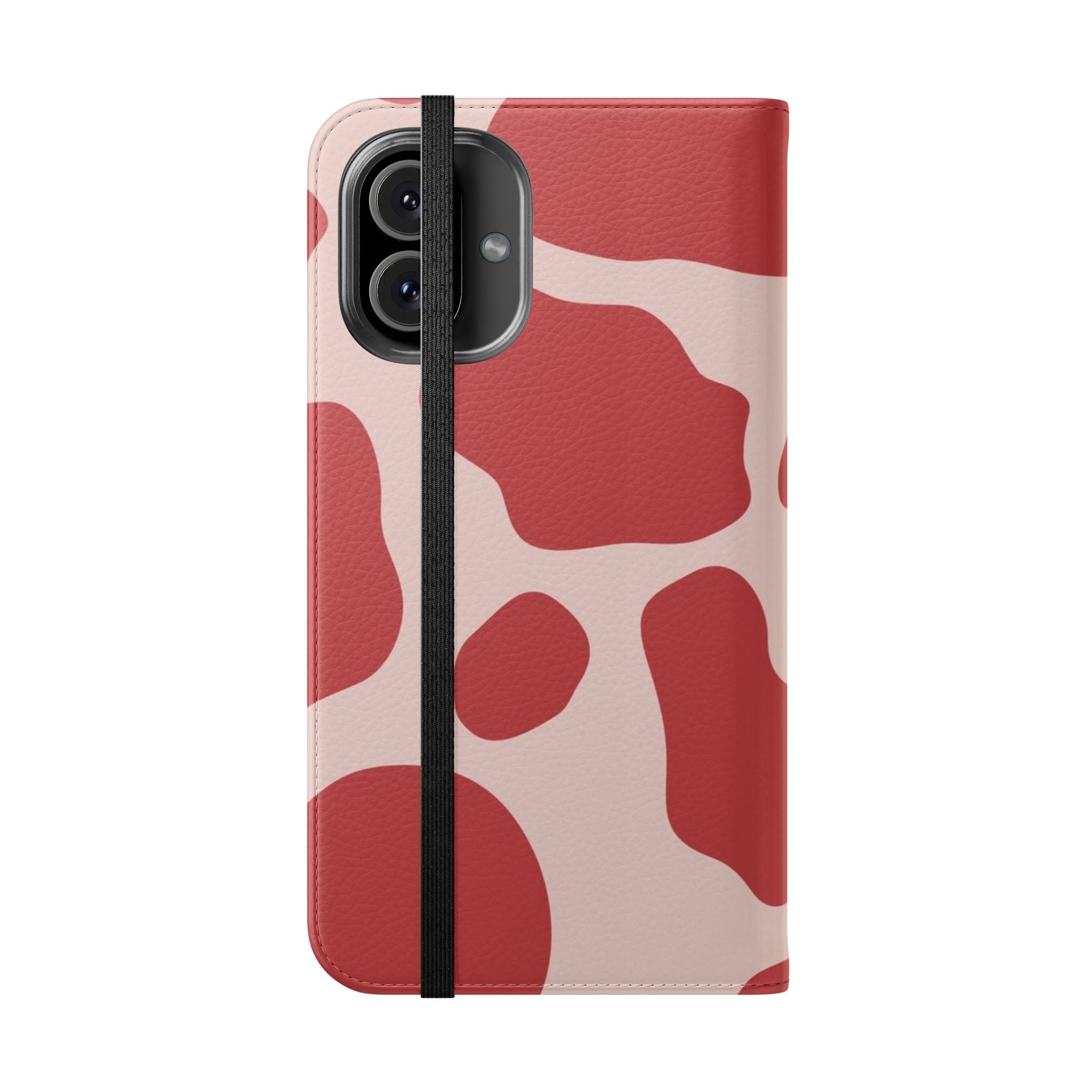 Red and Beige Cow Print Flip Cases, Artsulli - Art is Long, Life is Short, Phone Case, , , , , , ,