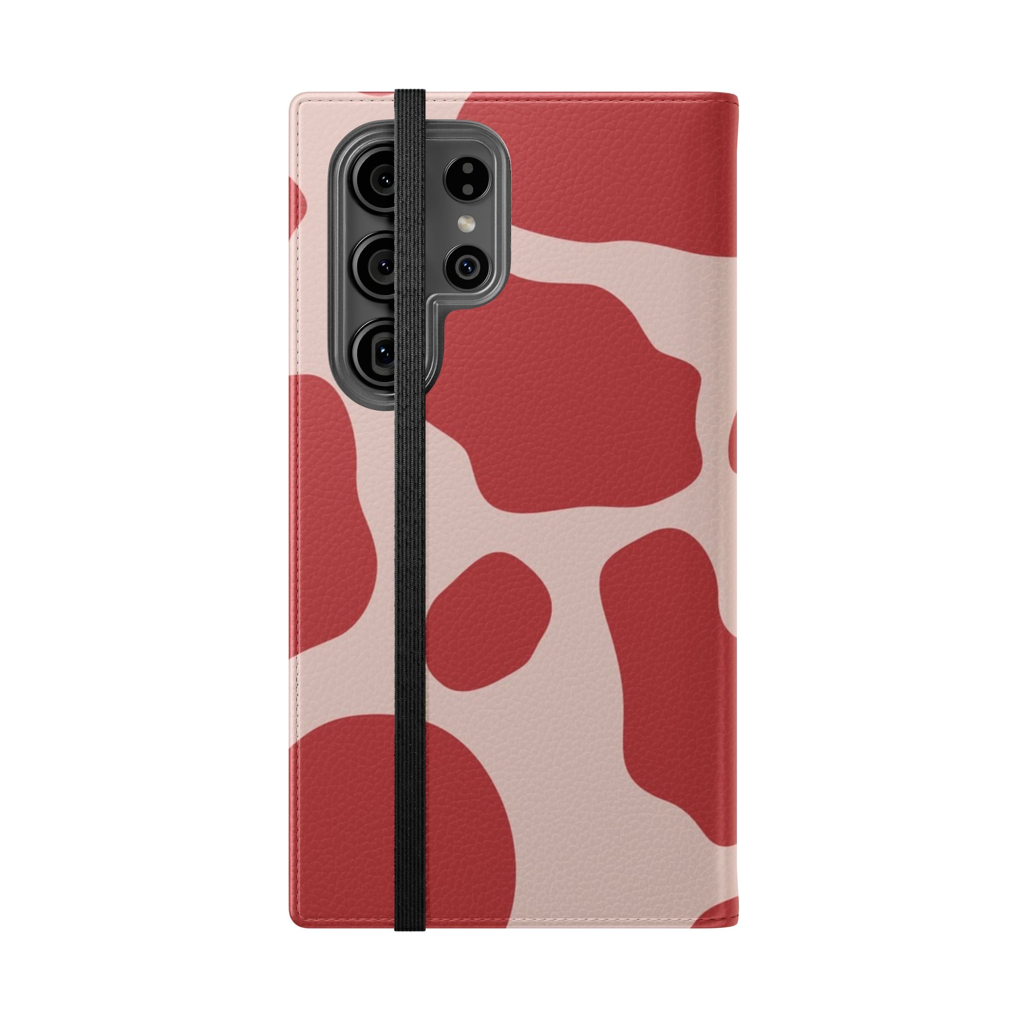 Red and Beige Cow Print Flip Cases, Artsulli - Art is Long, Life is Short, Phone Case, , , , , , ,