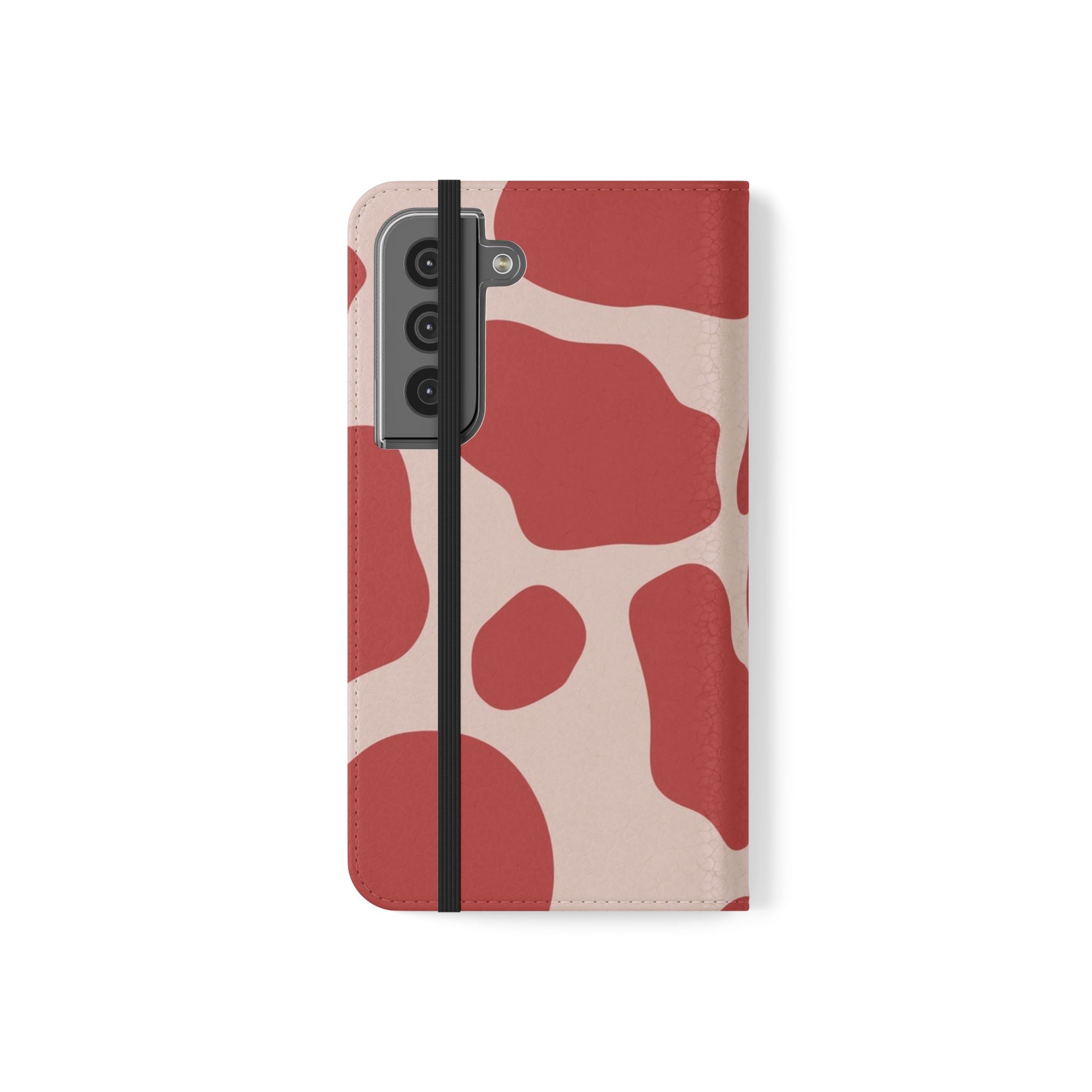 Red and Beige Cow Print Flip Cases, Artsulli - Art is Long, Life is Short, Phone Case, , , , , , ,