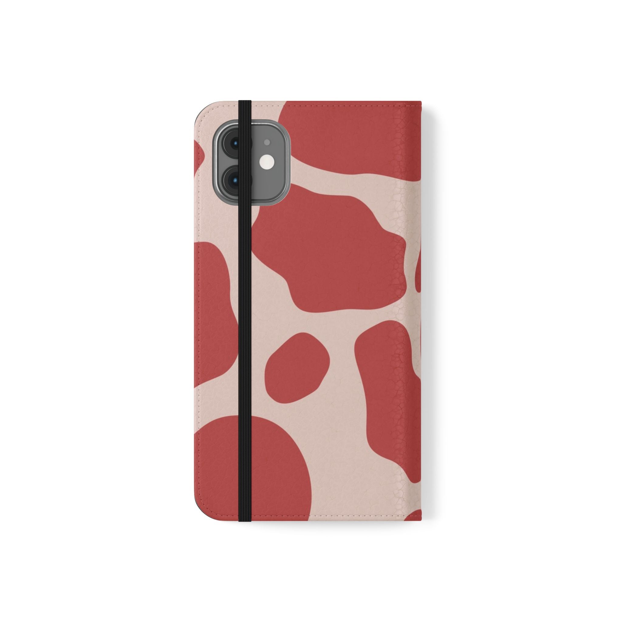 Red and Beige Cow Print Flip Cases, Artsulli - Art is Long, Life is Short, Phone Case, , , , , , ,