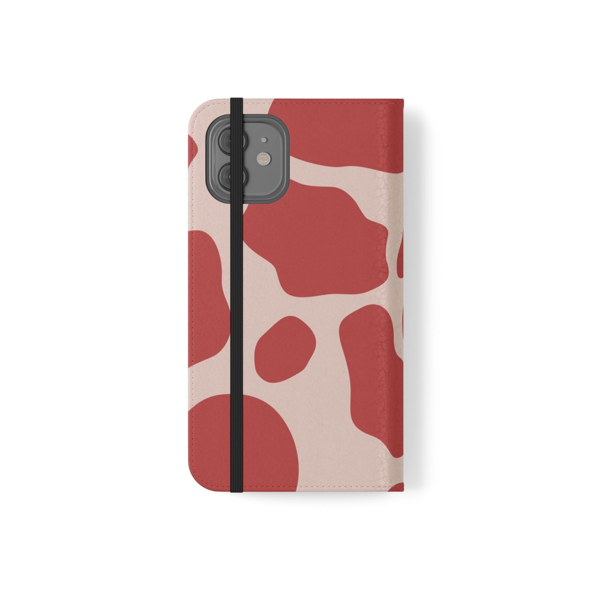 Red and Beige Cow Print Flip Cases, Artsulli - Art is Long, Life is Short, Phone Case, , , , , , ,