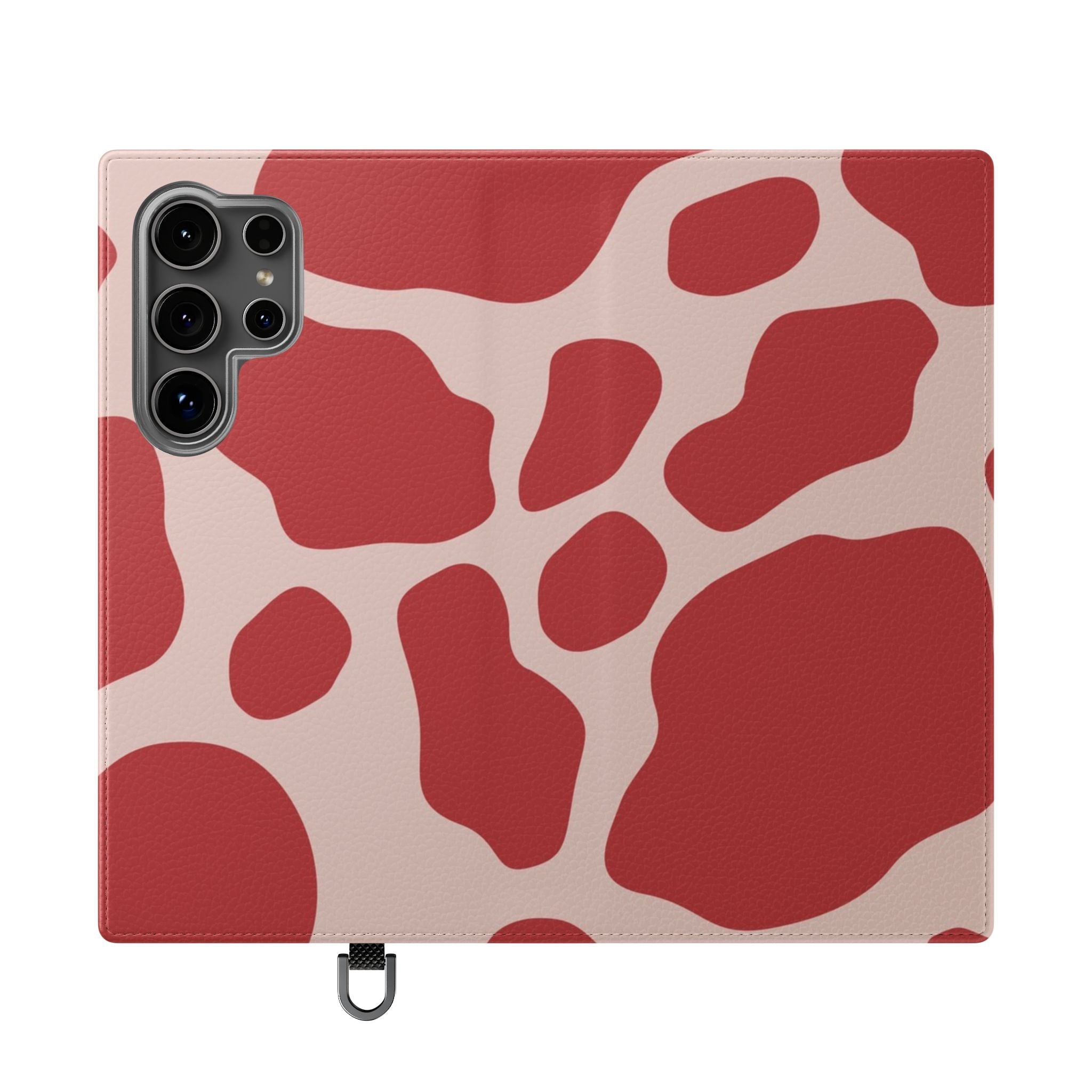Red and Beige Cow Print Flip Cases, Artsulli - Art is Long, Life is Short, Phone Case, Size, Samsung Galaxy S24 Ultra, , , , , 13099309440375332534