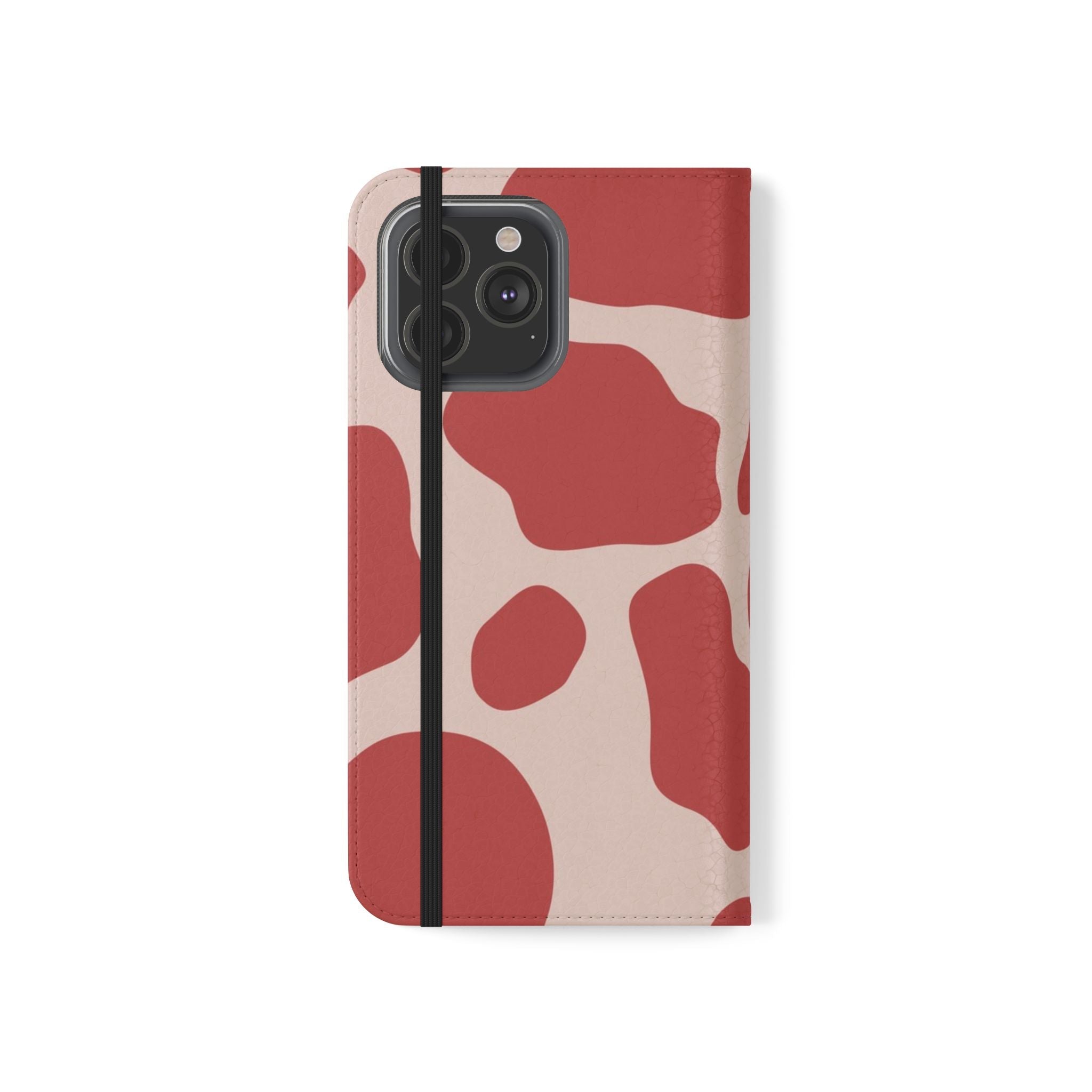 Red and Beige Cow Print Flip Cases, Artsulli - Art is Long, Life is Short, Phone Case, , , , , , ,