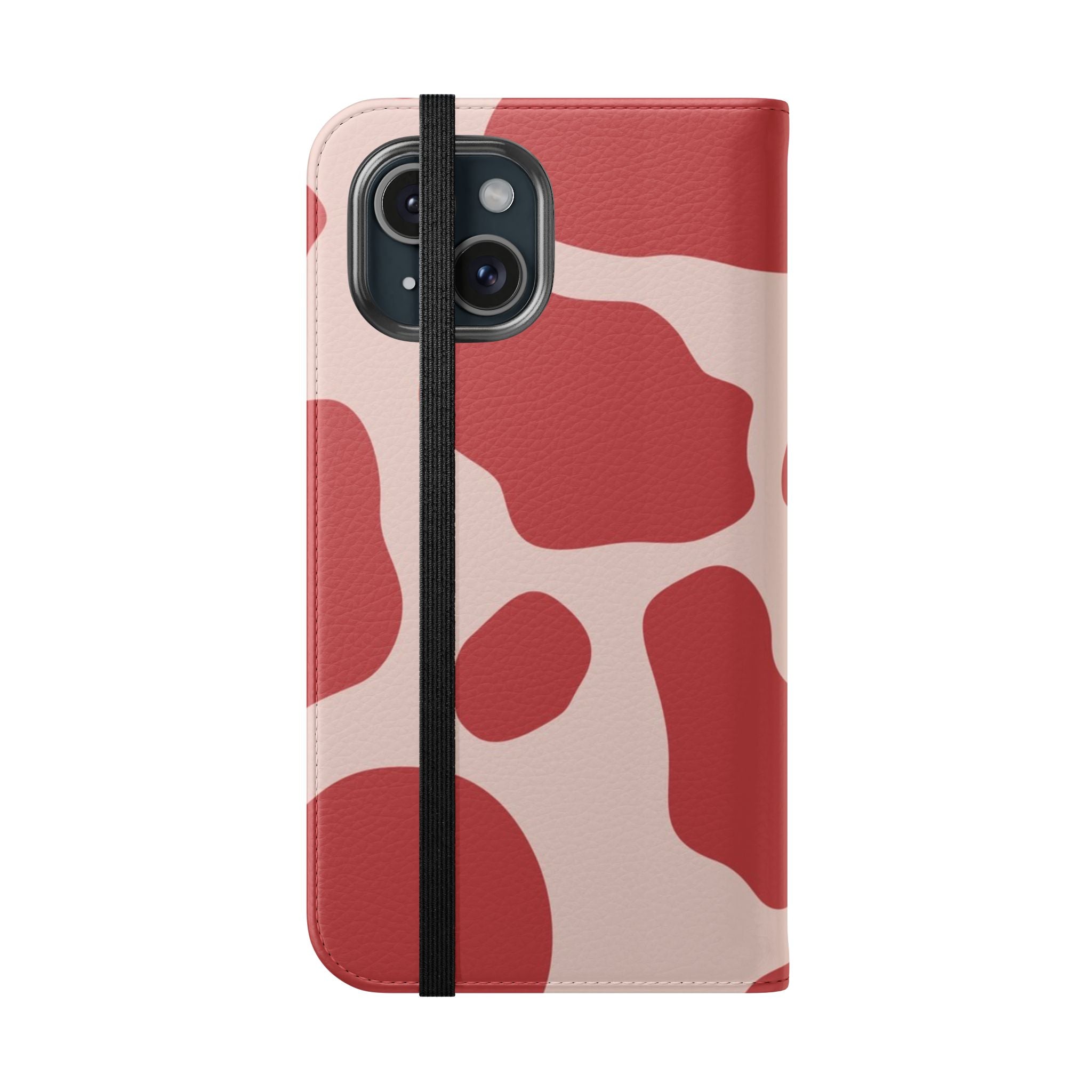 Red and Beige Cow Print Flip Cases, Artsulli - Art is Long, Life is Short, Phone Case, , , , , , ,