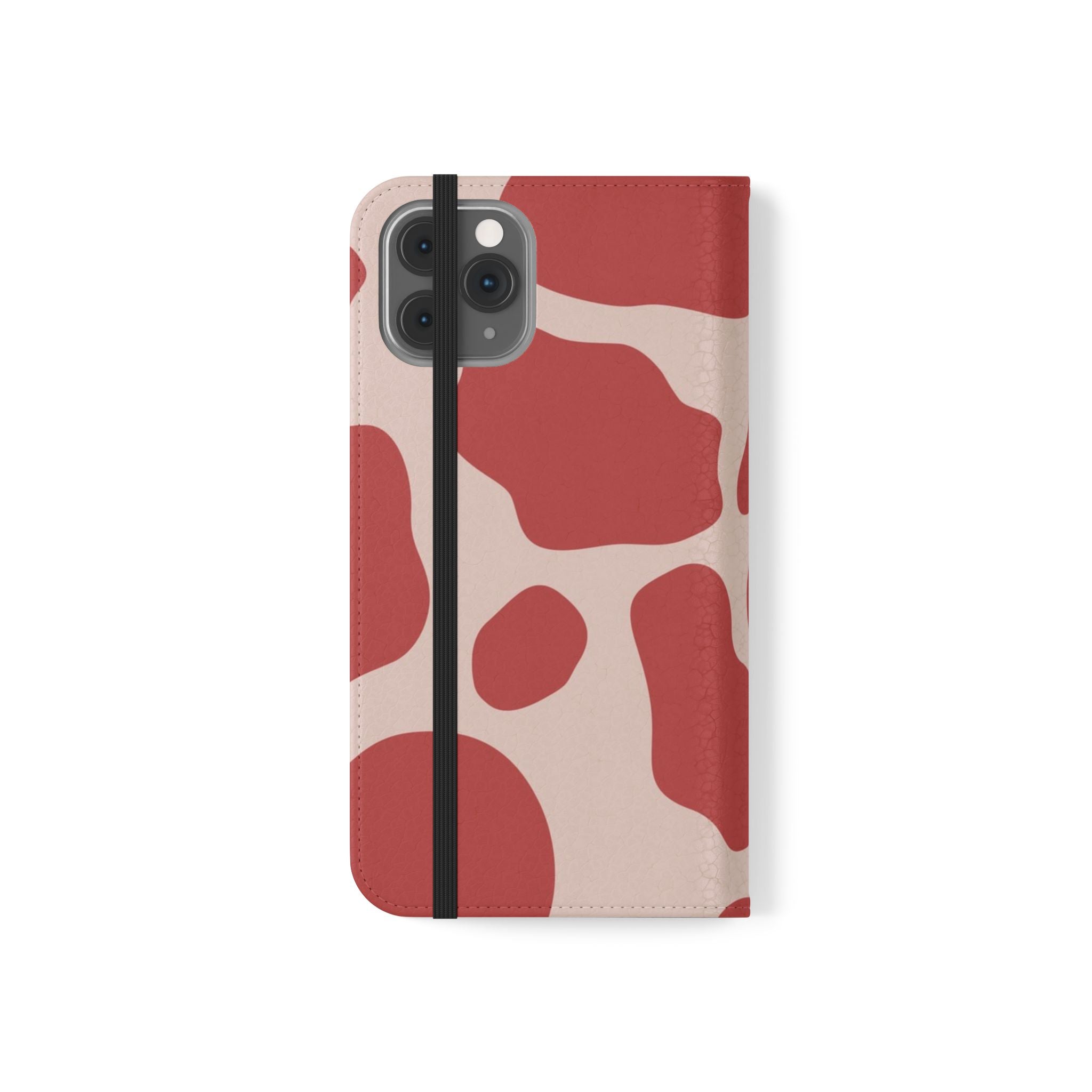 Red and Beige Cow Print Flip Cases, Artsulli - Art is Long, Life is Short, Phone Case, , , , , , ,
