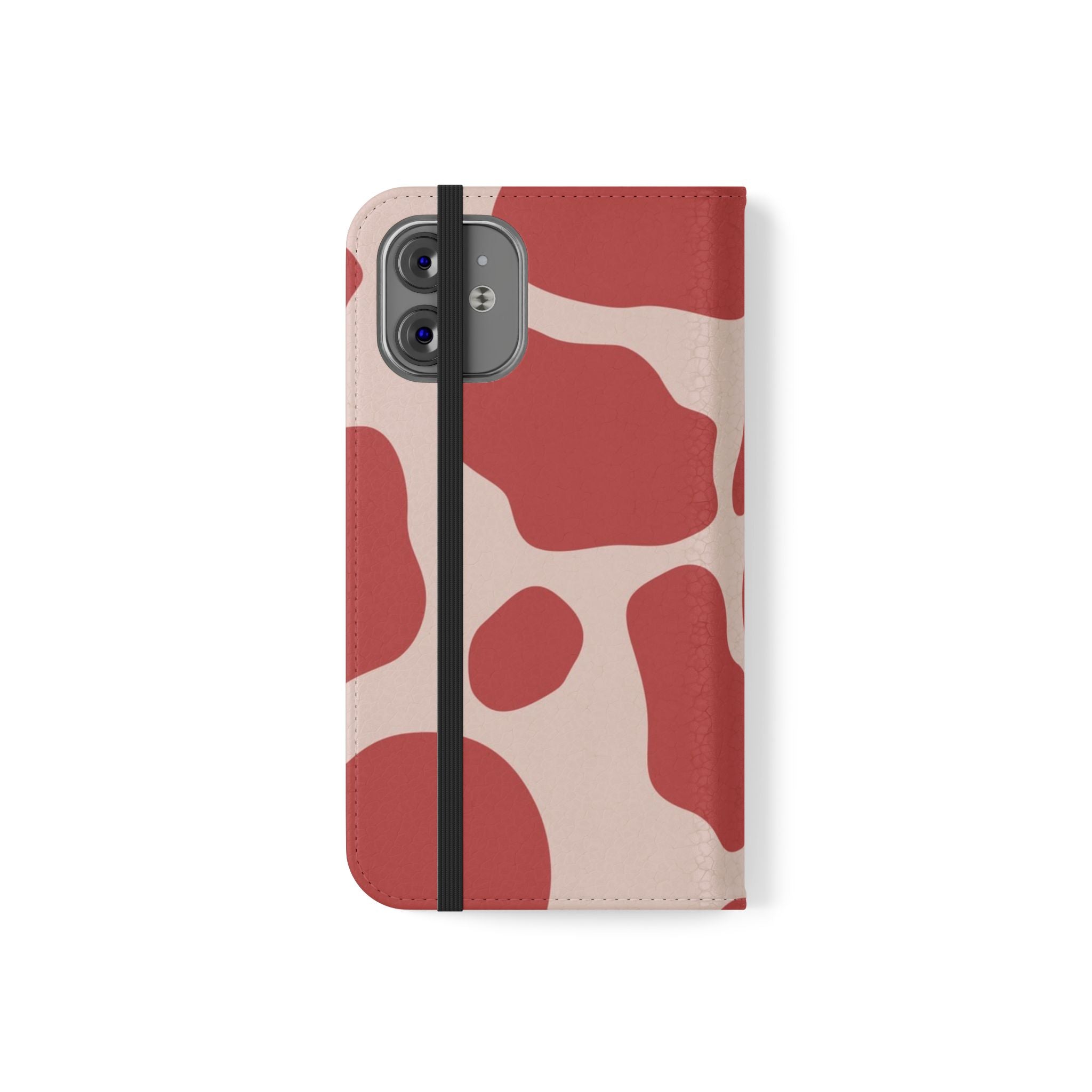 Red and Beige Cow Print Flip Cases, Artsulli - Art is Long, Life is Short, Phone Case, , , , , , ,