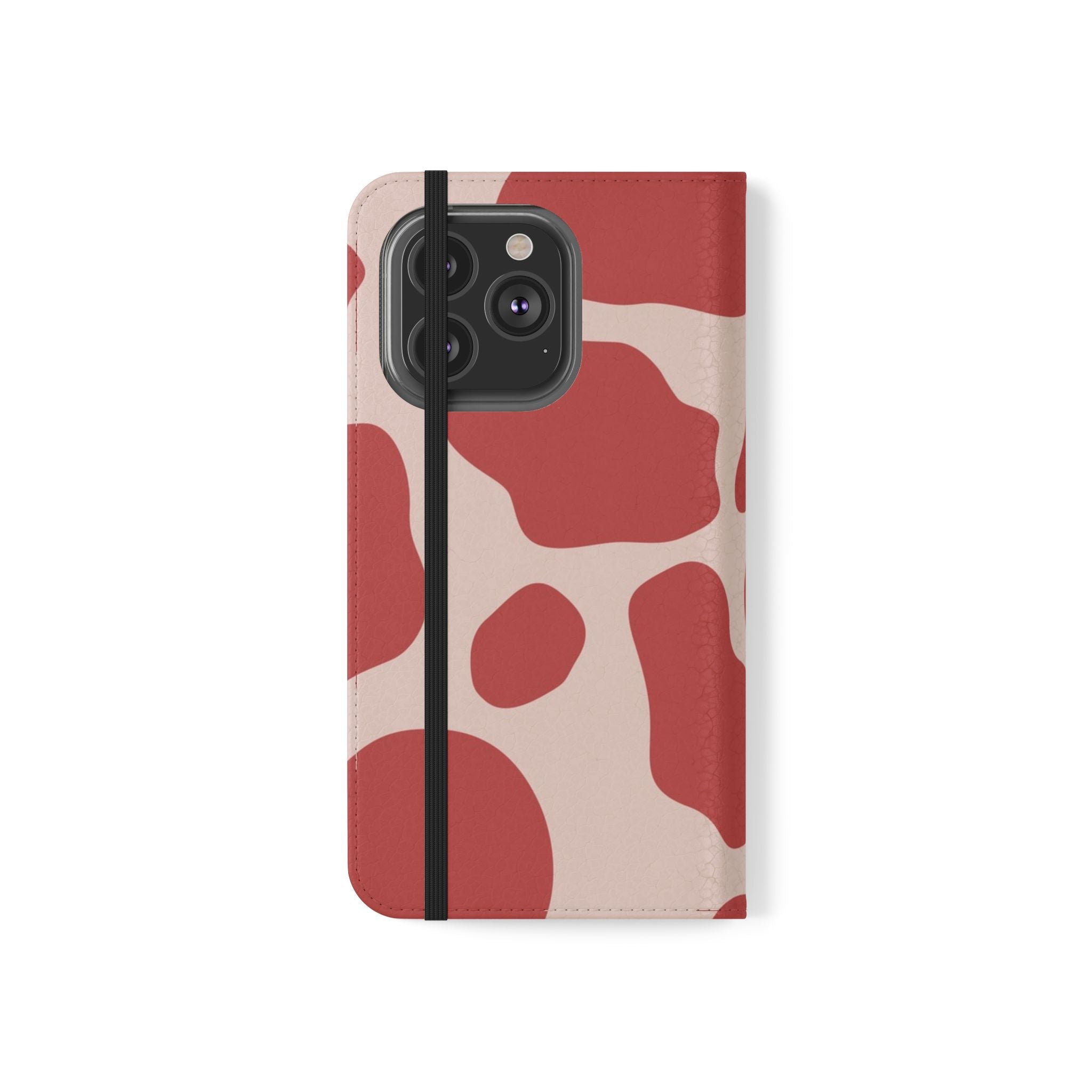 Red and Beige Cow Print Flip Cases, Artsulli - Art is Long, Life is Short, Phone Case, , , , , , ,