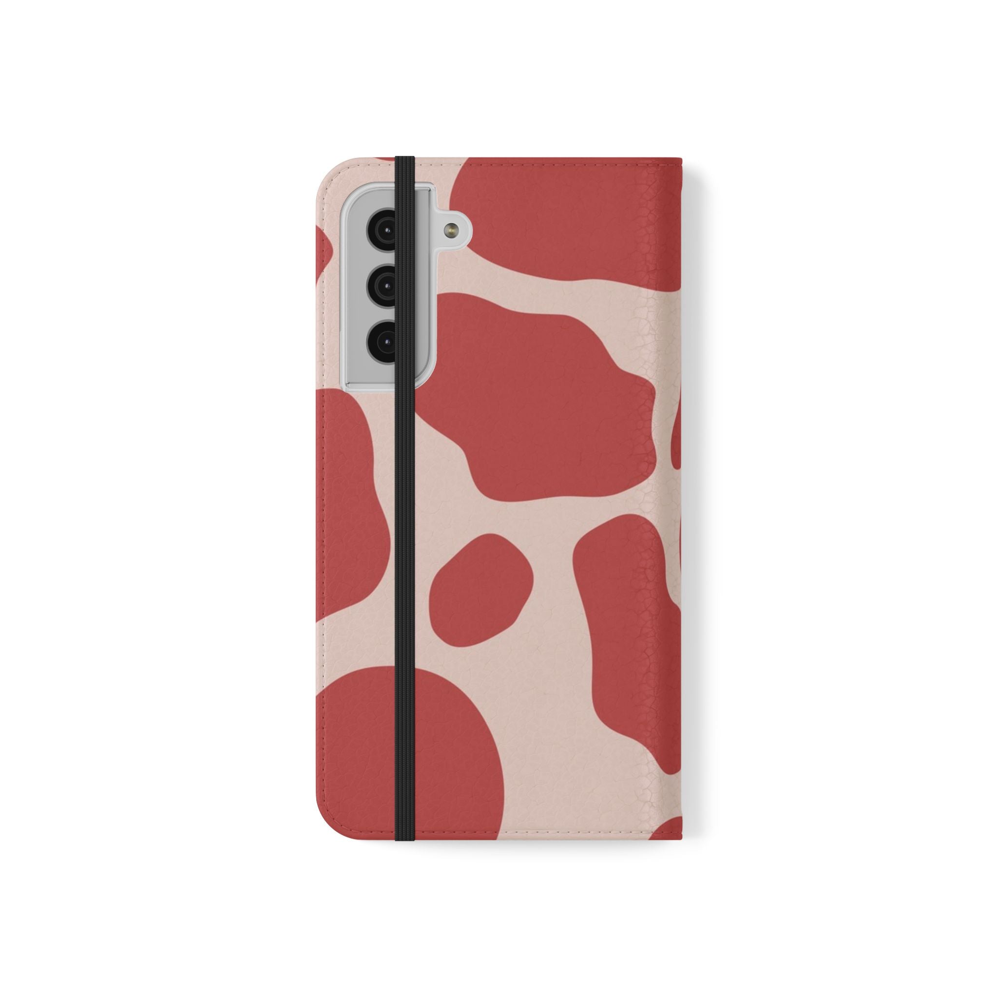 Red and Beige Cow Print Flip Cases, Artsulli - Art is Long, Life is Short, Phone Case, , , , , , ,