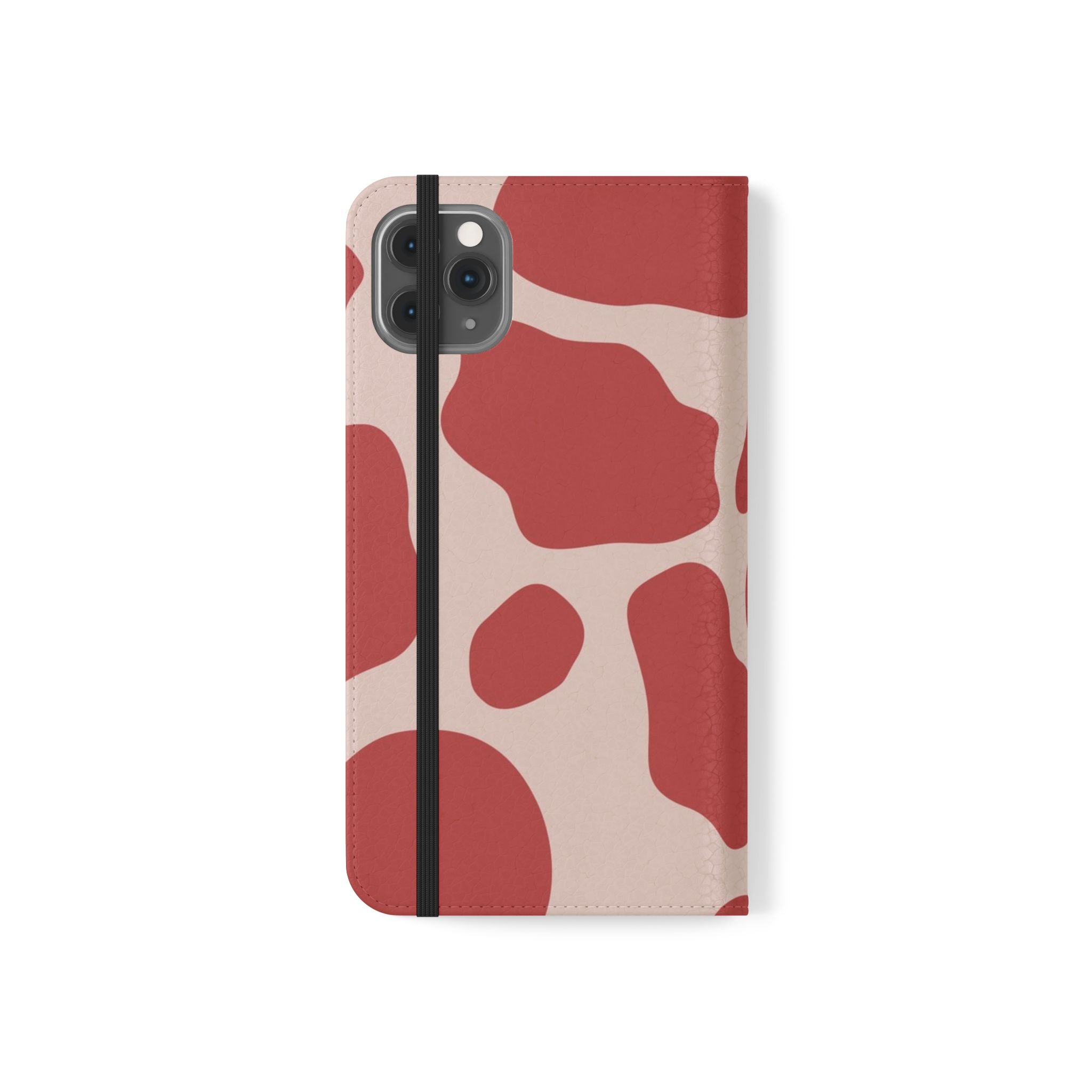Red and Beige Cow Print Flip Cases, Artsulli - Art is Long, Life is Short, Phone Case, , , , , , ,