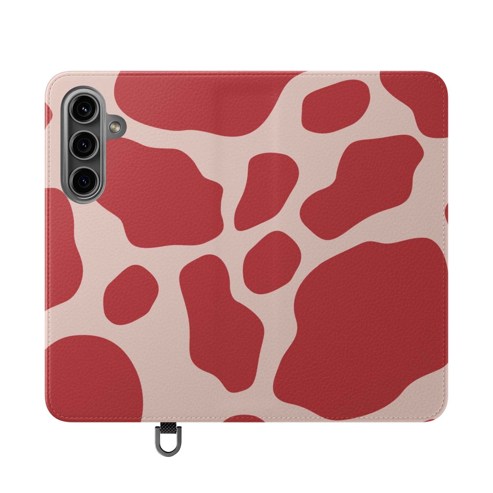 Red and Beige Cow Print Flip Cases, Artsulli - Art is Long, Life is Short, Phone Case, Size, Samsung Galaxy S24, , , , , 12126889656569731006