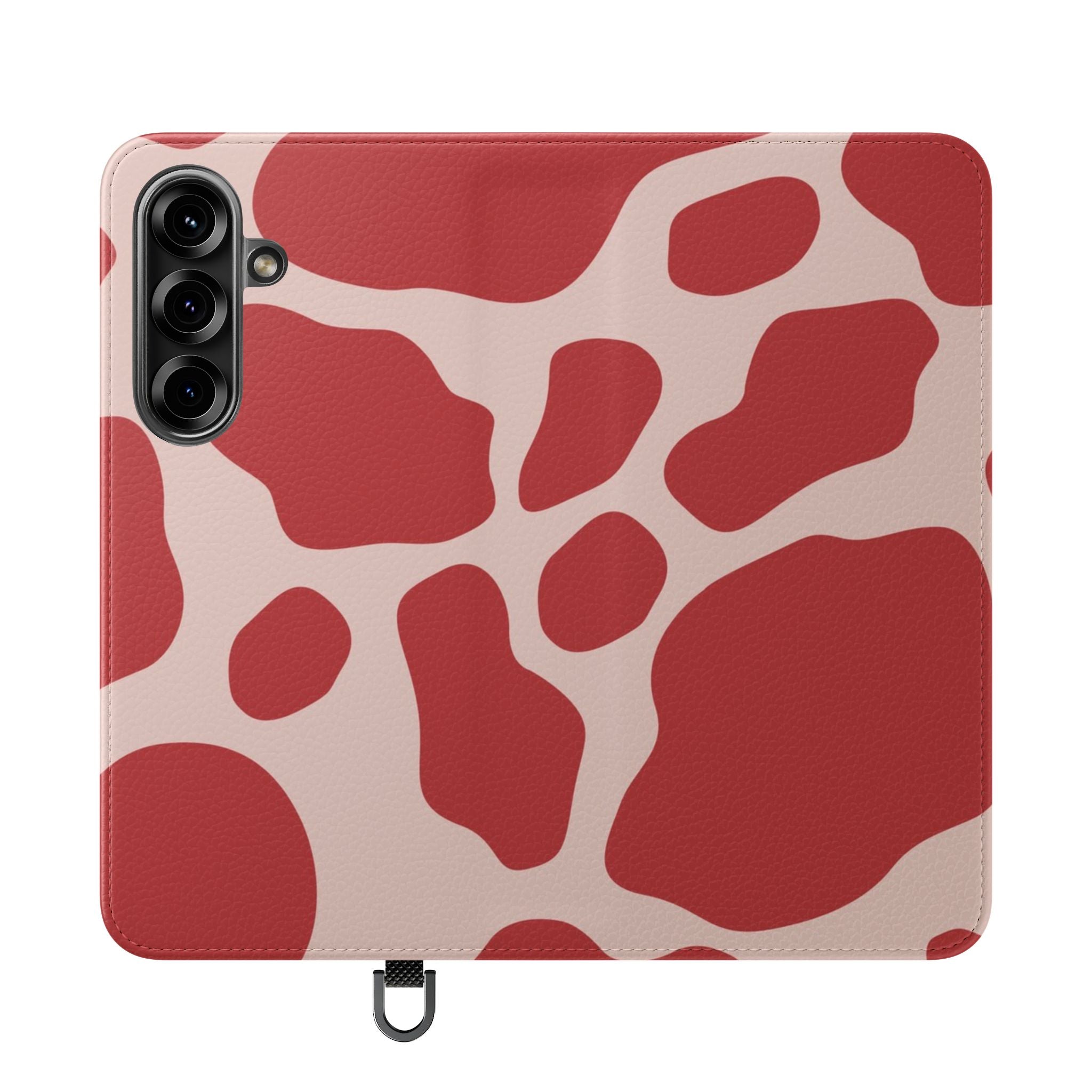 Red and Beige Cow Print Flip Cases, Artsulli - Art is Long, Life is Short, Phone Case, Size, Samsung Galaxy S25, , , , , 26571917954166534398