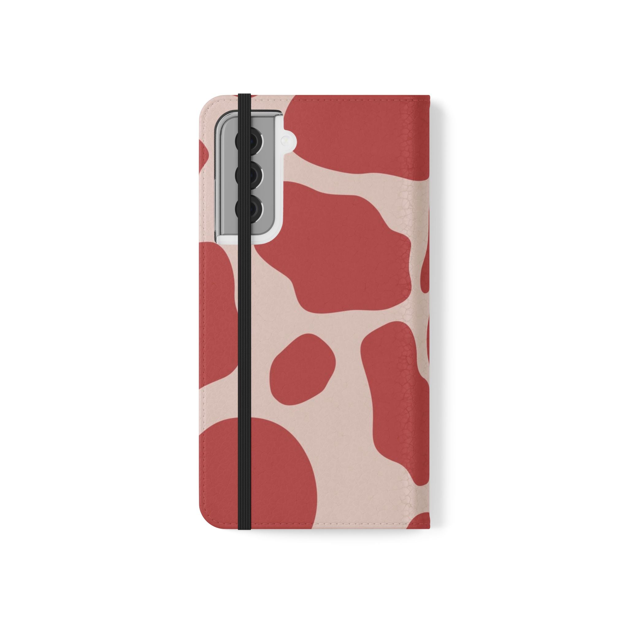 Red and Beige Cow Print Flip Cases, Artsulli - Art is Long, Life is Short, Phone Case, , , , , , ,