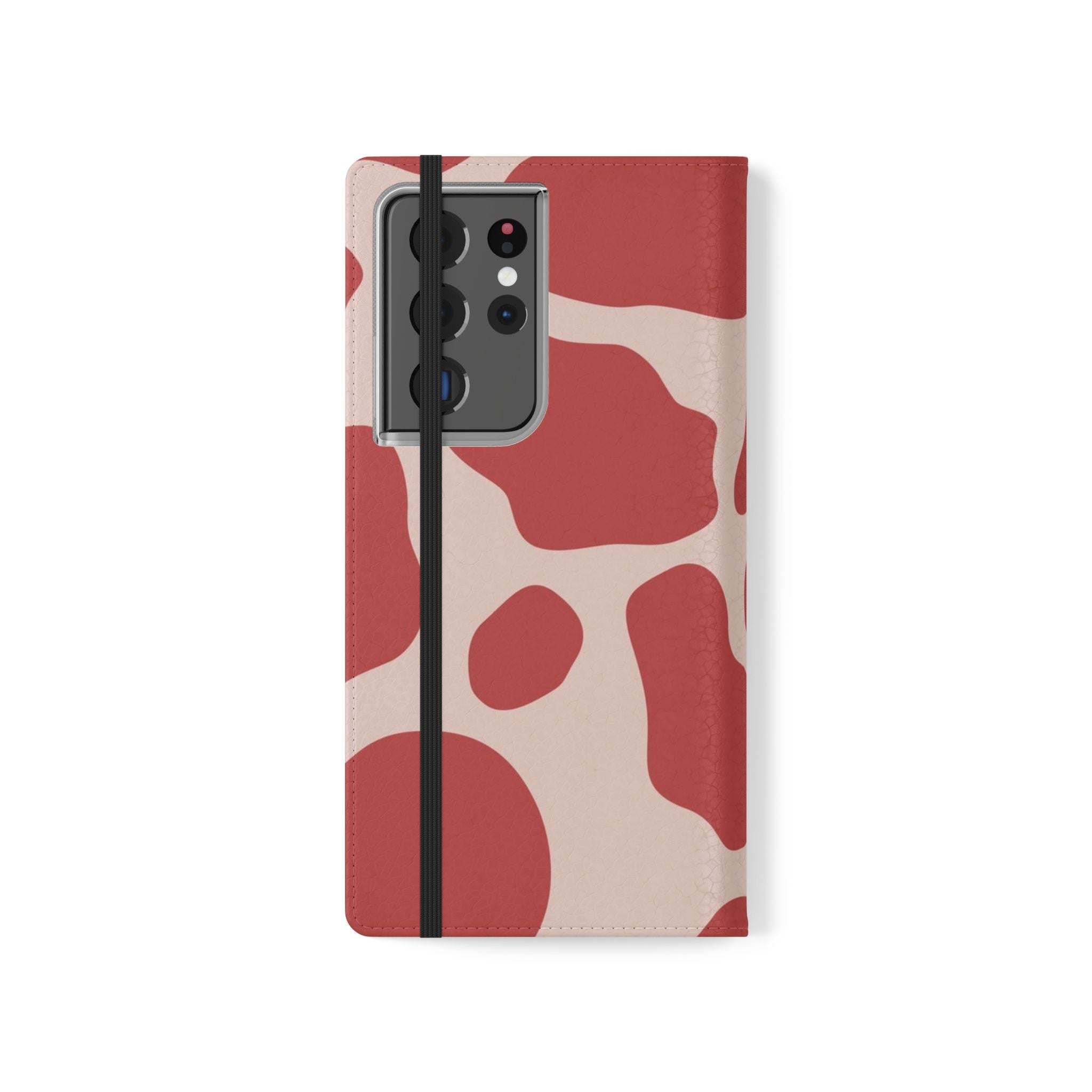 Red and Beige Cow Print Flip Cases, Artsulli - Art is Long, Life is Short, Phone Case, , , , , , ,
