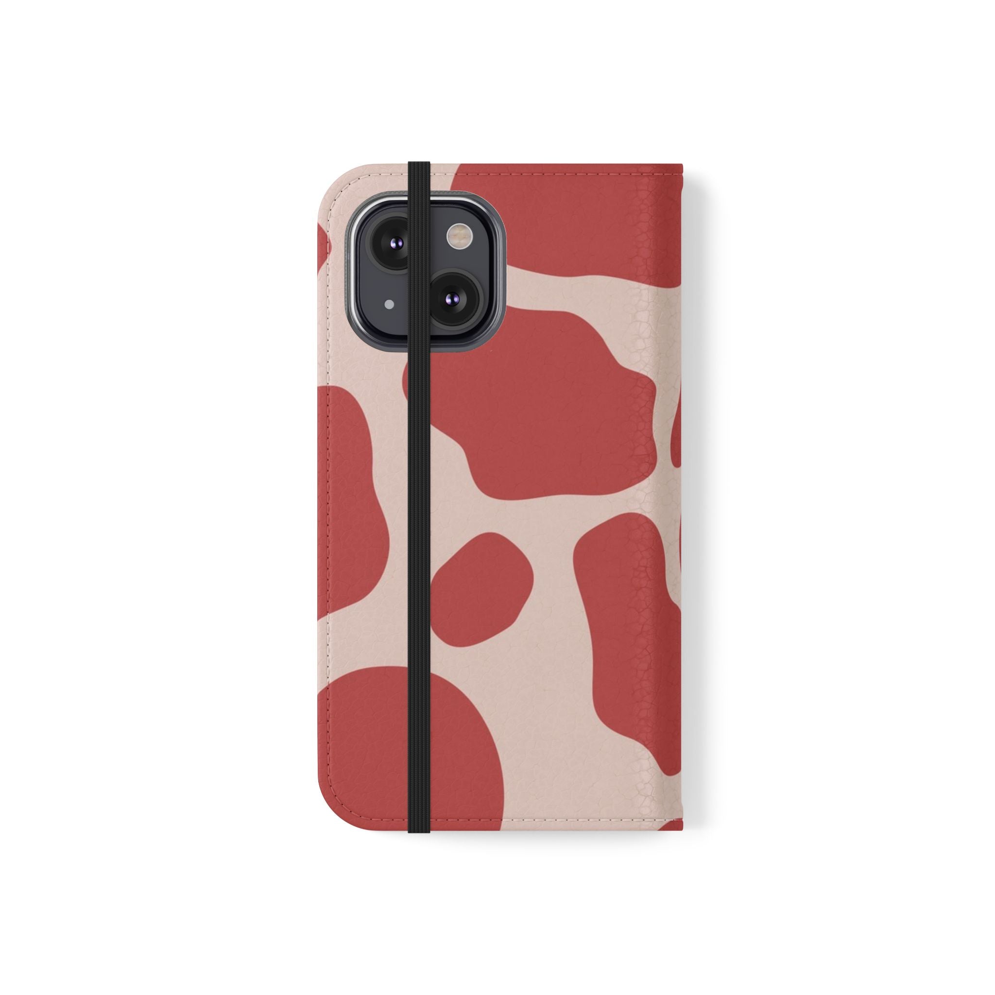Red and Beige Cow Print Flip Cases, Artsulli - Art is Long, Life is Short, Phone Case, , , , , , ,