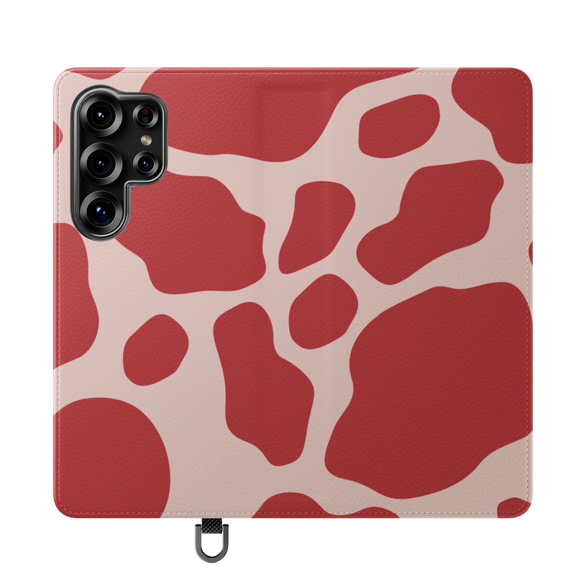 Red and Beige Cow Print Flip Cases, Artsulli - Art is Long, Life is Short, Phone Case, Size, Samsung Galaxy S25 Ultra, , , , , 34008665775560458207