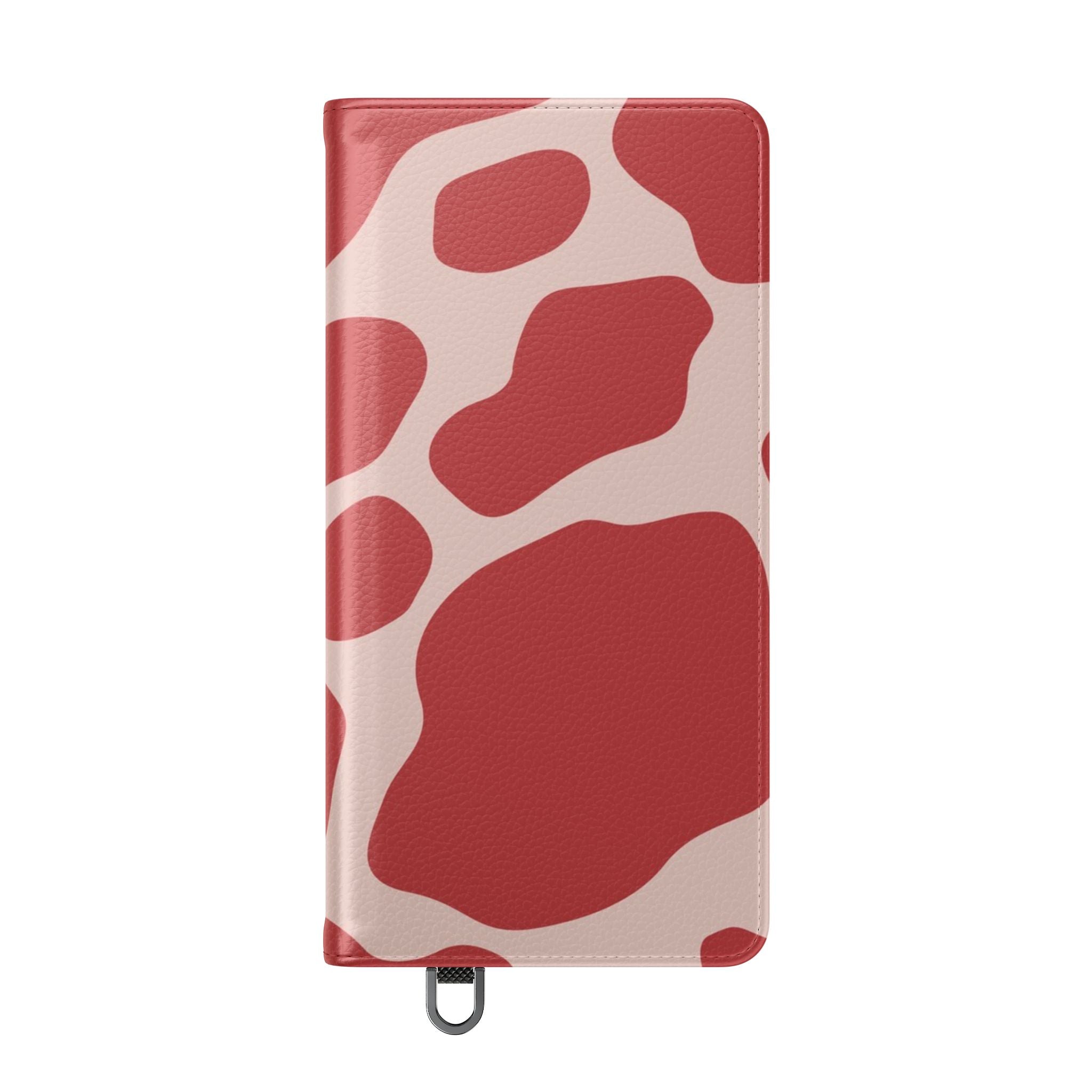 Red and Beige Cow Print Flip Cases, Artsulli - Art is Long, Life is Short, Phone Case, , , , , , ,