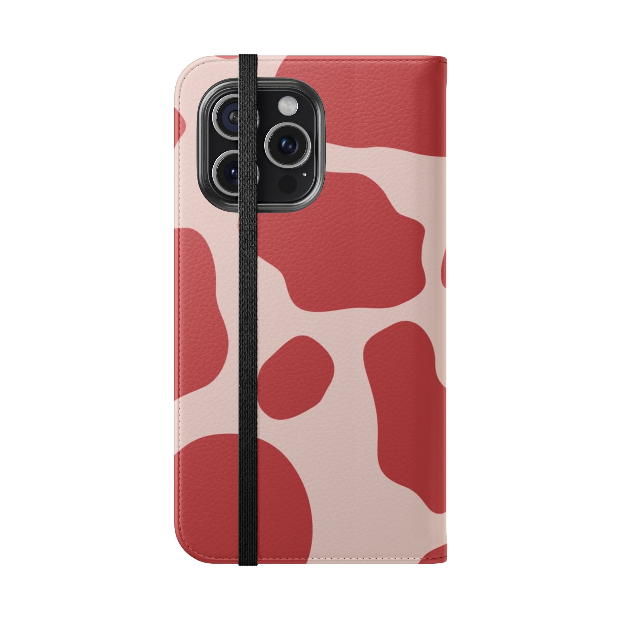 Red and Beige Cow Print Flip Cases, Artsulli - Art is Long, Life is Short, Phone Case, , , , , , ,