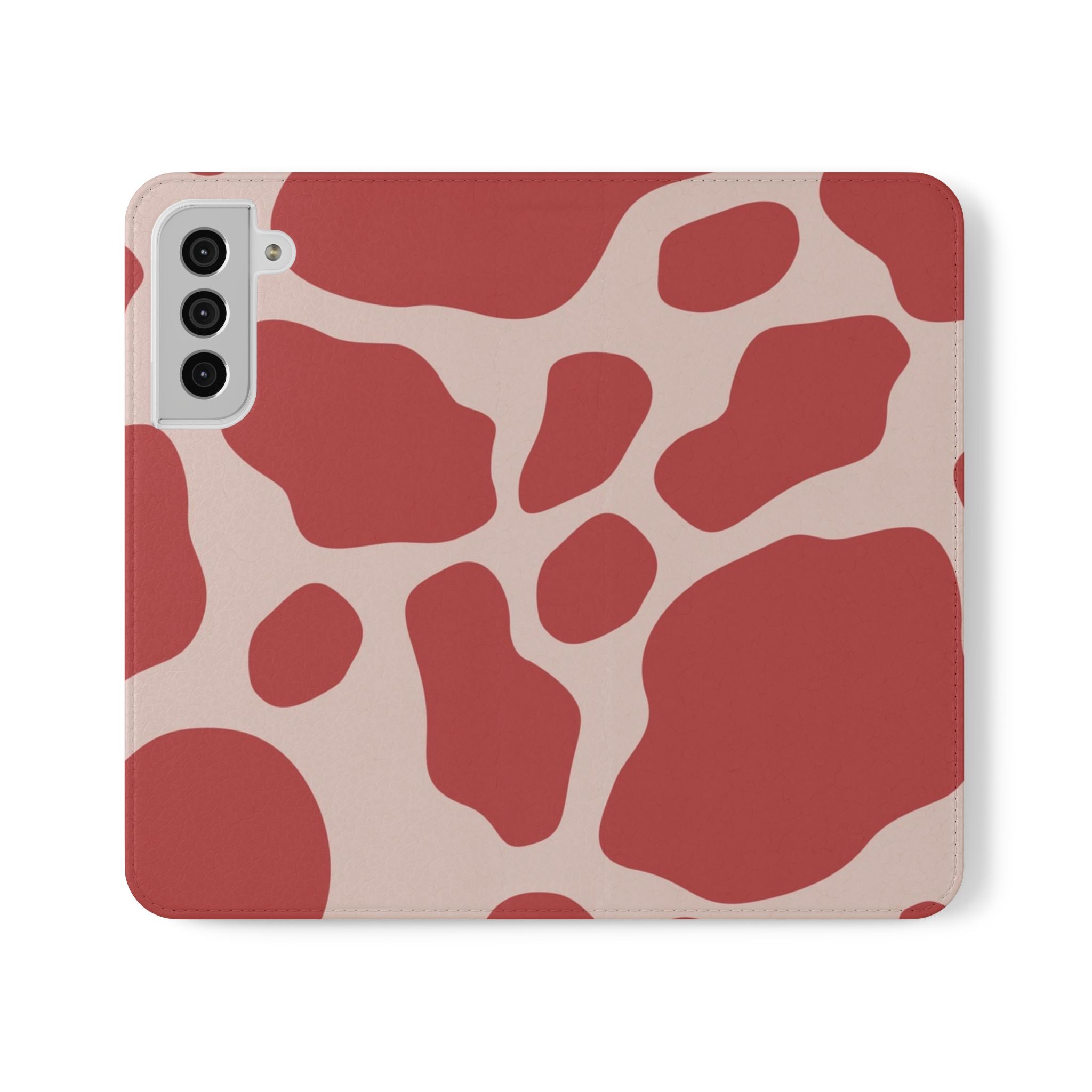 Red and Beige Cow Print Flip Cases, Artsulli - Art is Long, Life is Short, Phone Case, Size, Samsung Galaxy S22 Plus, , , , , 30569537598489949095