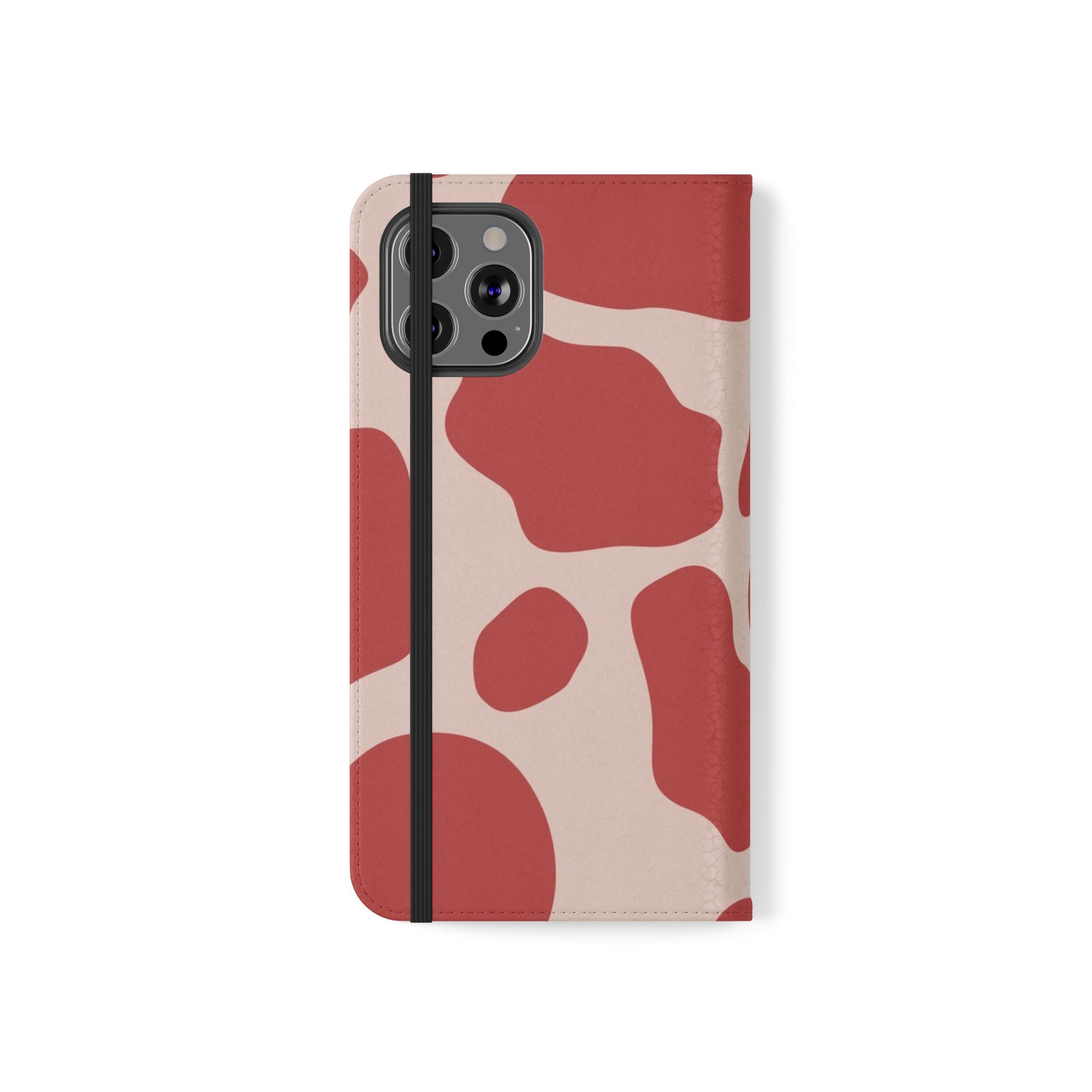 Red and Beige Cow Print Flip Cases, Artsulli - Art is Long, Life is Short, Phone Case, , , , , , ,