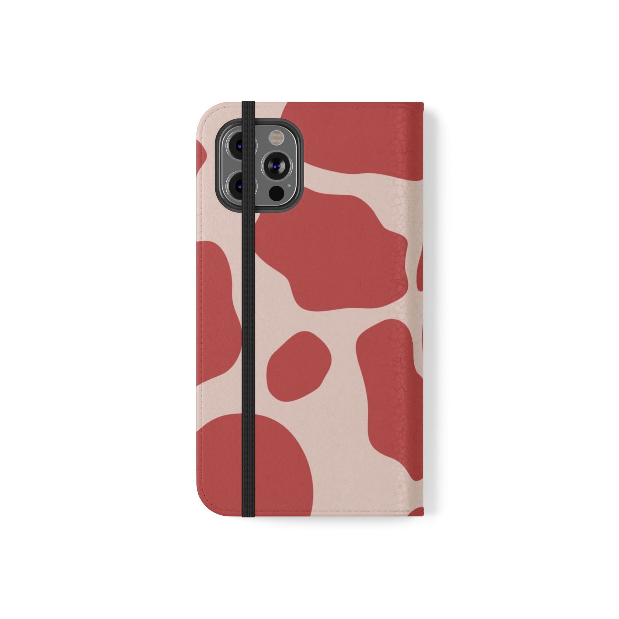 Red and Beige Cow Print Flip Cases, Artsulli - Art is Long, Life is Short, Phone Case, , , , , , ,