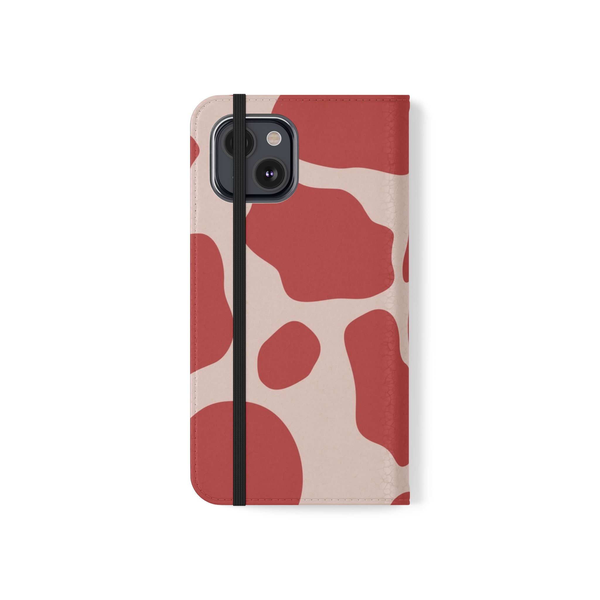 Red and Beige Cow Print Flip Cases, Artsulli - Art is Long, Life is Short, Phone Case, , , , , , ,