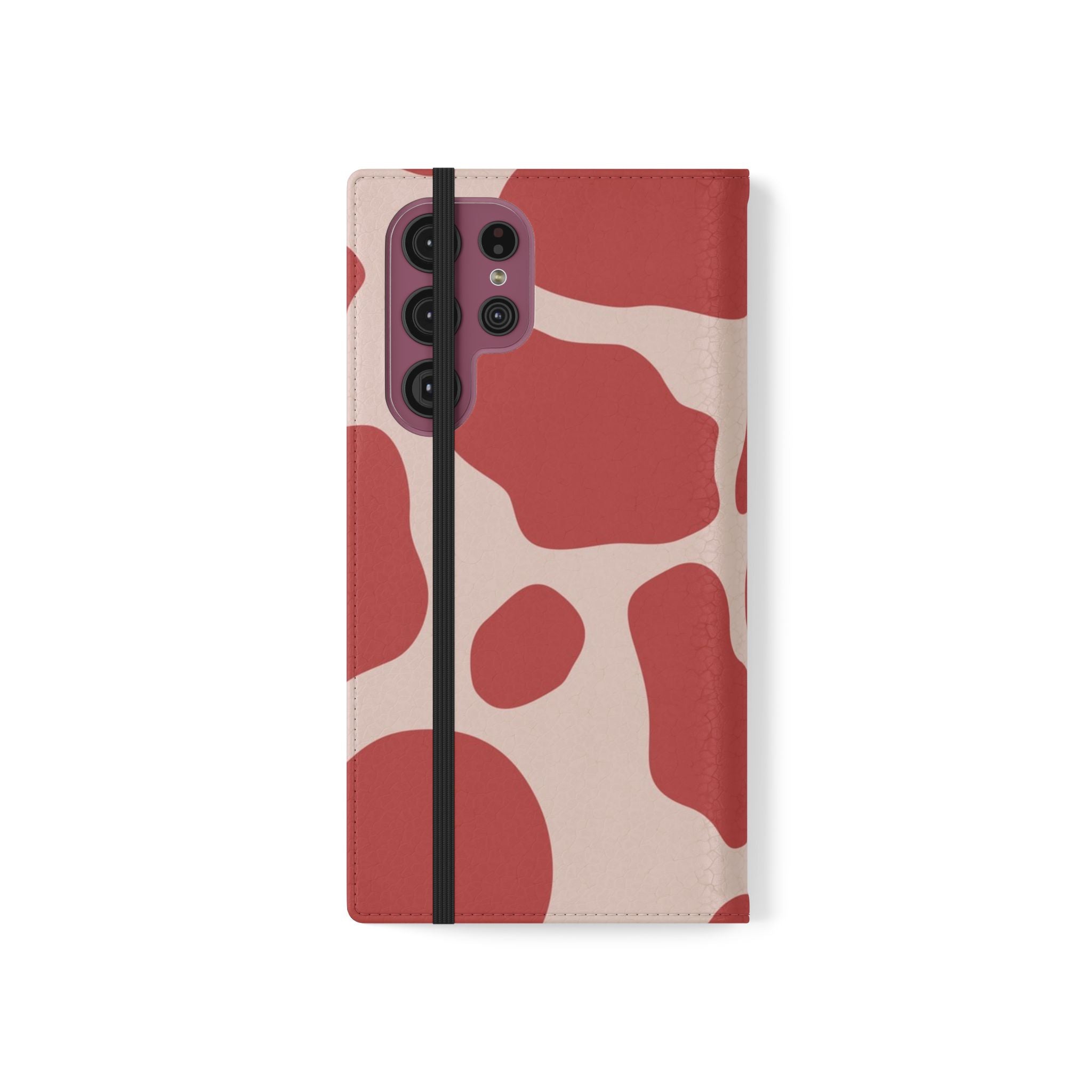 Red and Beige Cow Print Flip Cases, Artsulli - Art is Long, Life is Short, Phone Case, , , , , , ,