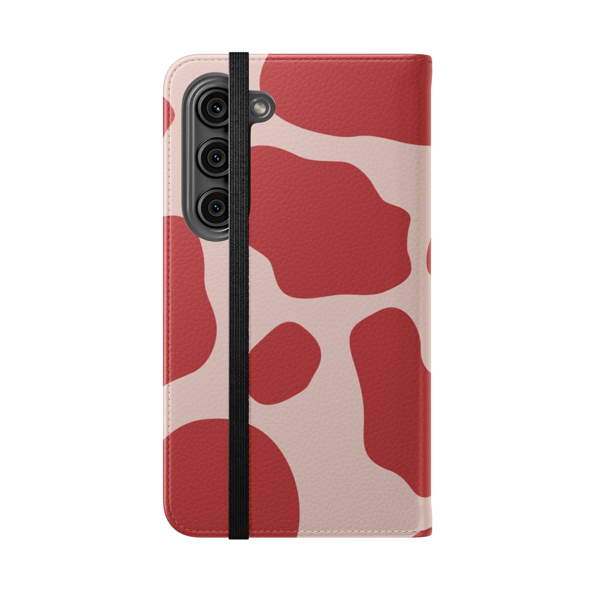 Red and Beige Cow Print Flip Cases, Artsulli - Art is Long, Life is Short, Phone Case, , , , , , ,