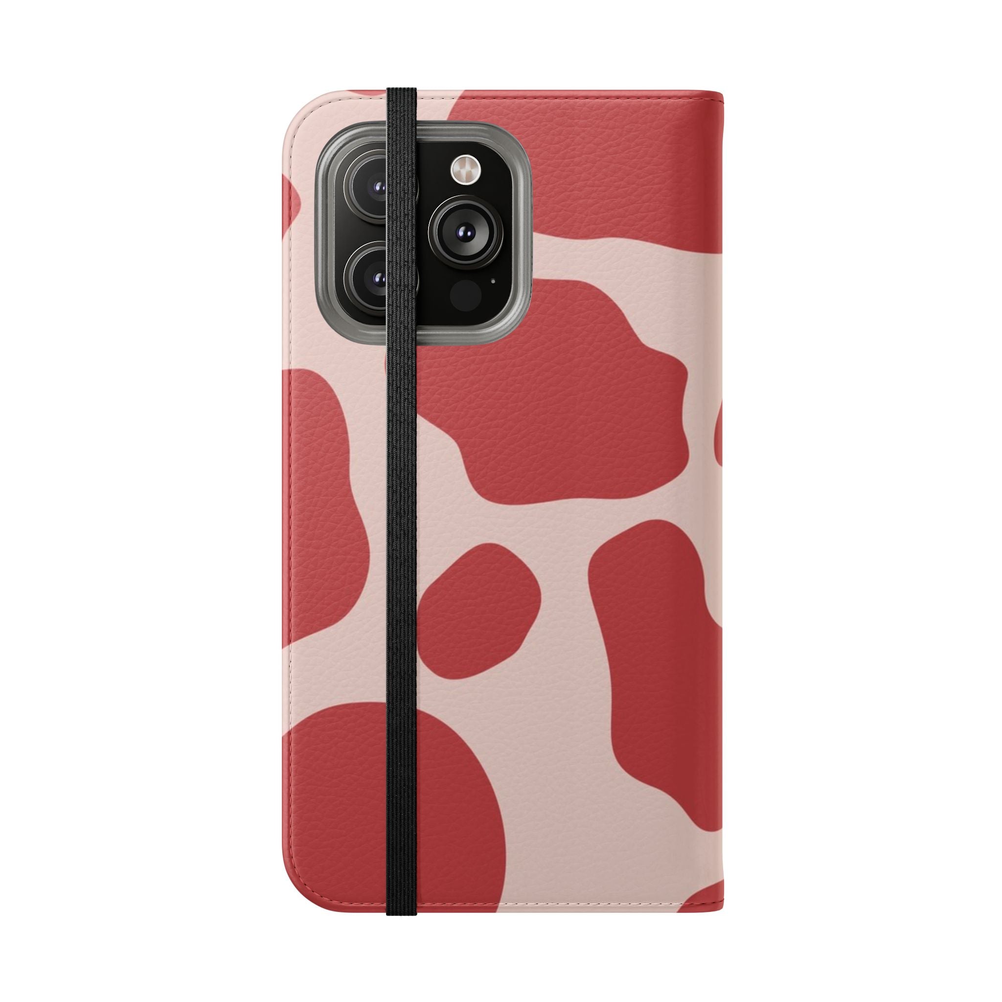 Red and Beige Cow Print Flip Cases, Artsulli - Art is Long, Life is Short, Phone Case, , , , , , ,