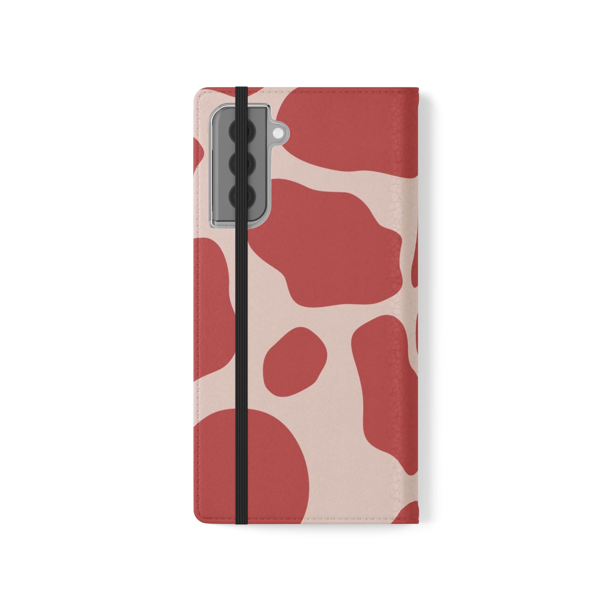 Red and Beige Cow Print Flip Cases, Artsulli - Art is Long, Life is Short, Phone Case, , , , , , ,