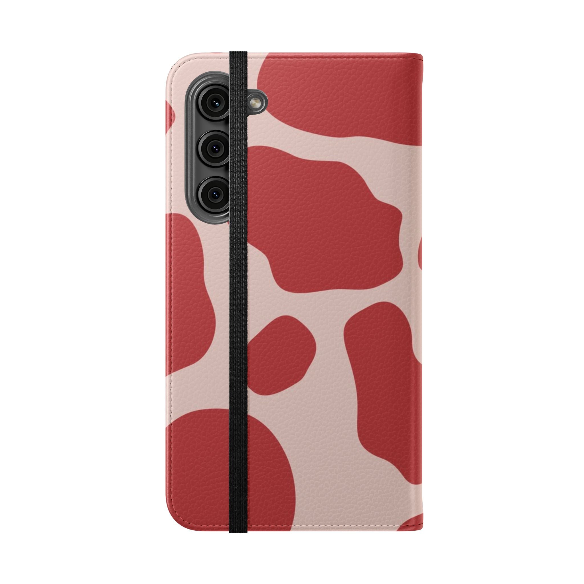Red and Beige Cow Print Flip Cases, Artsulli - Art is Long, Life is Short, Phone Case, , , , , , ,