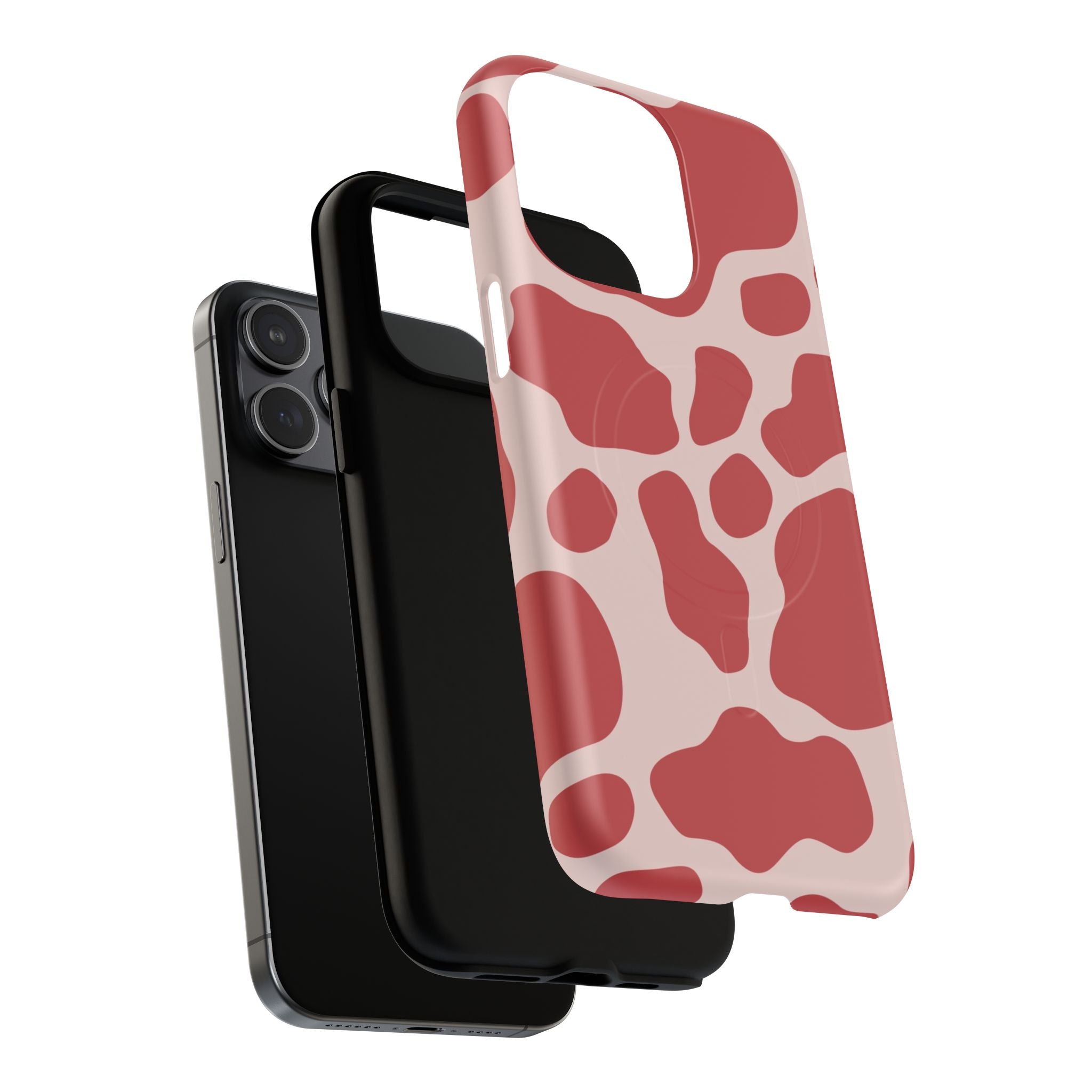 Red and Pink Cow Print MagSafe iPhone Case, Artsulli - Art is Long, Life is Short, Phone Case, , , , , , ,