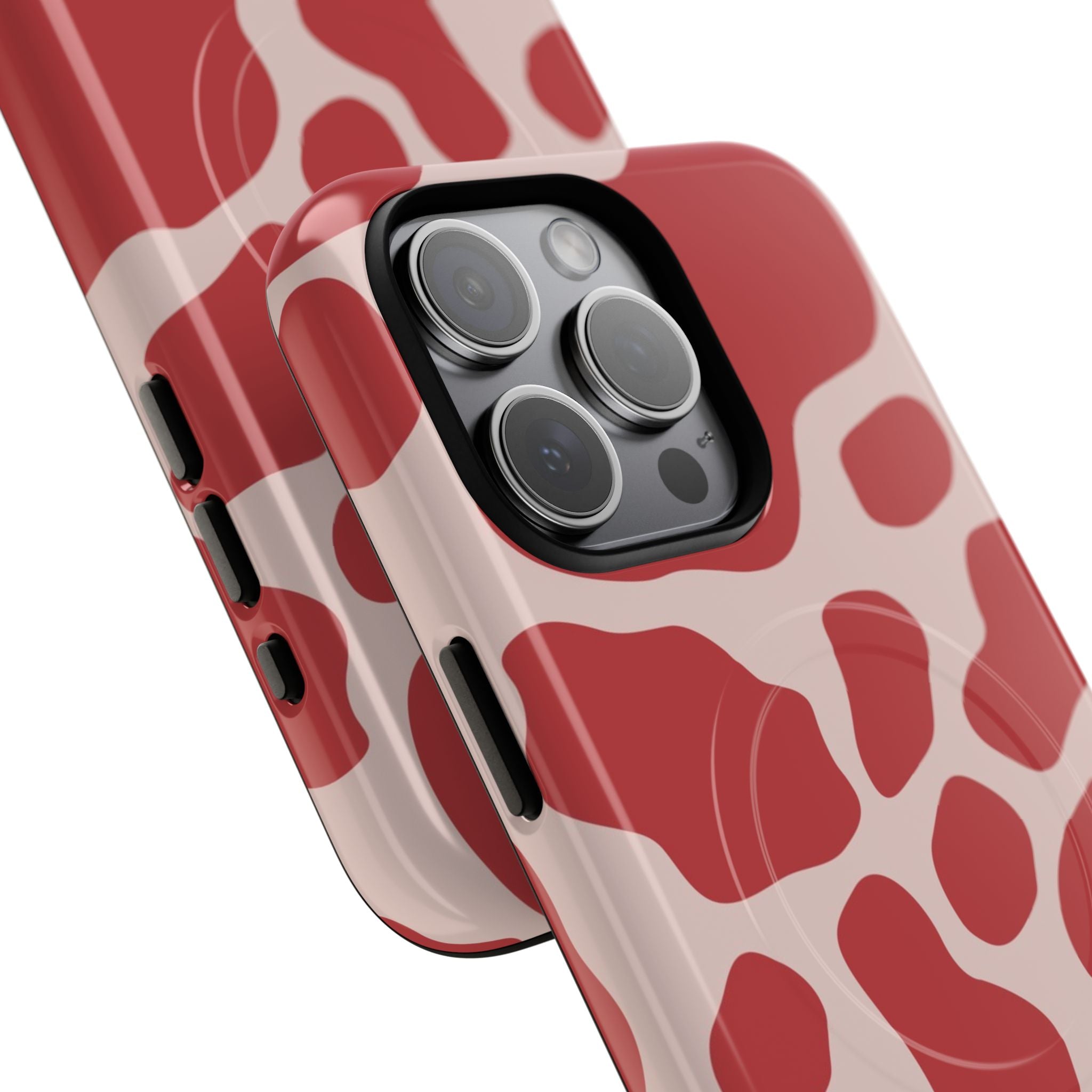 Red and Pink Cow Print MagSafe iPhone Case, Artsulli - Art is Long, Life is Short, Phone Case, , , , , , ,