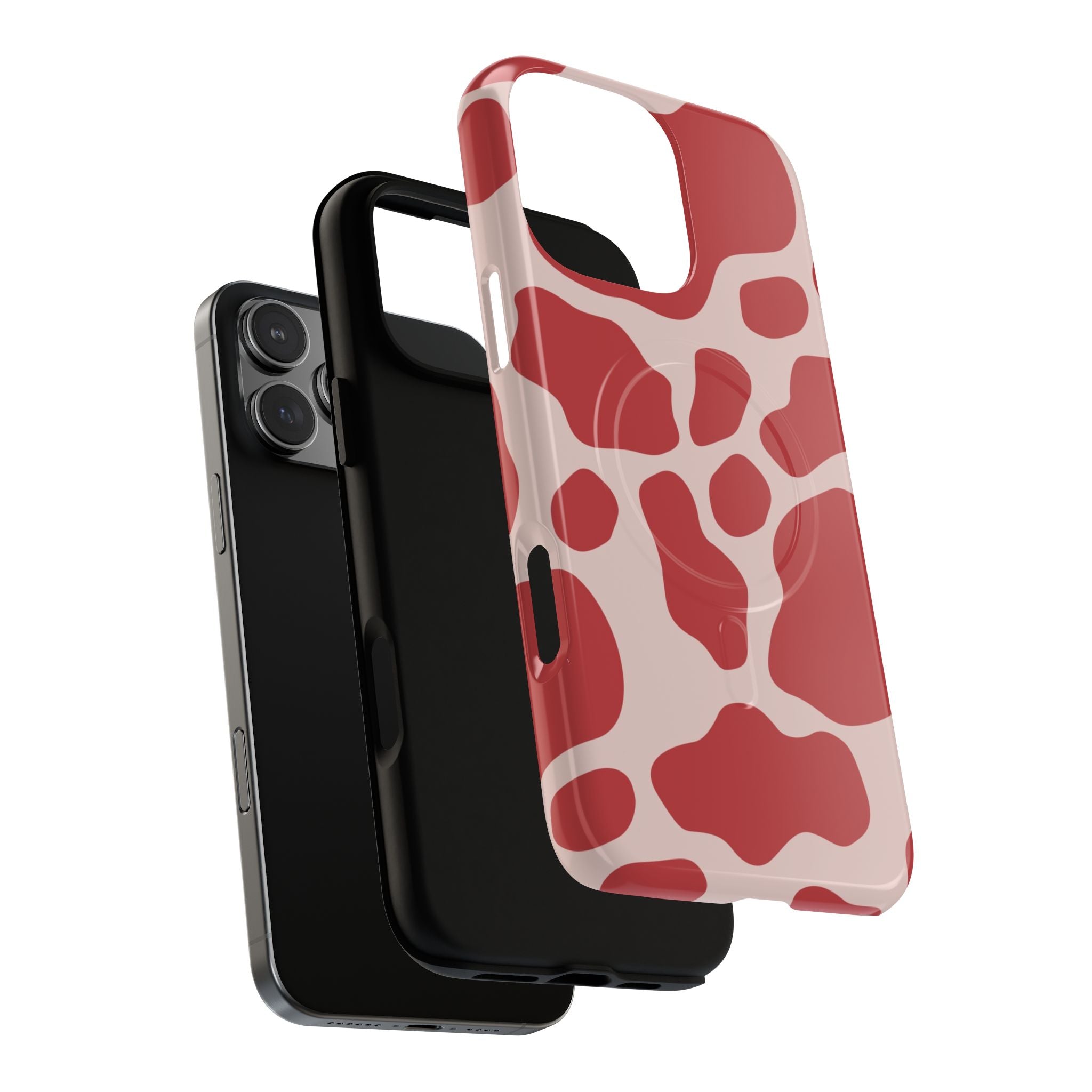 Red and Pink Cow Print MagSafe iPhone Case, Artsulli - Art is Long, Life is Short, Phone Case, , , , , , ,