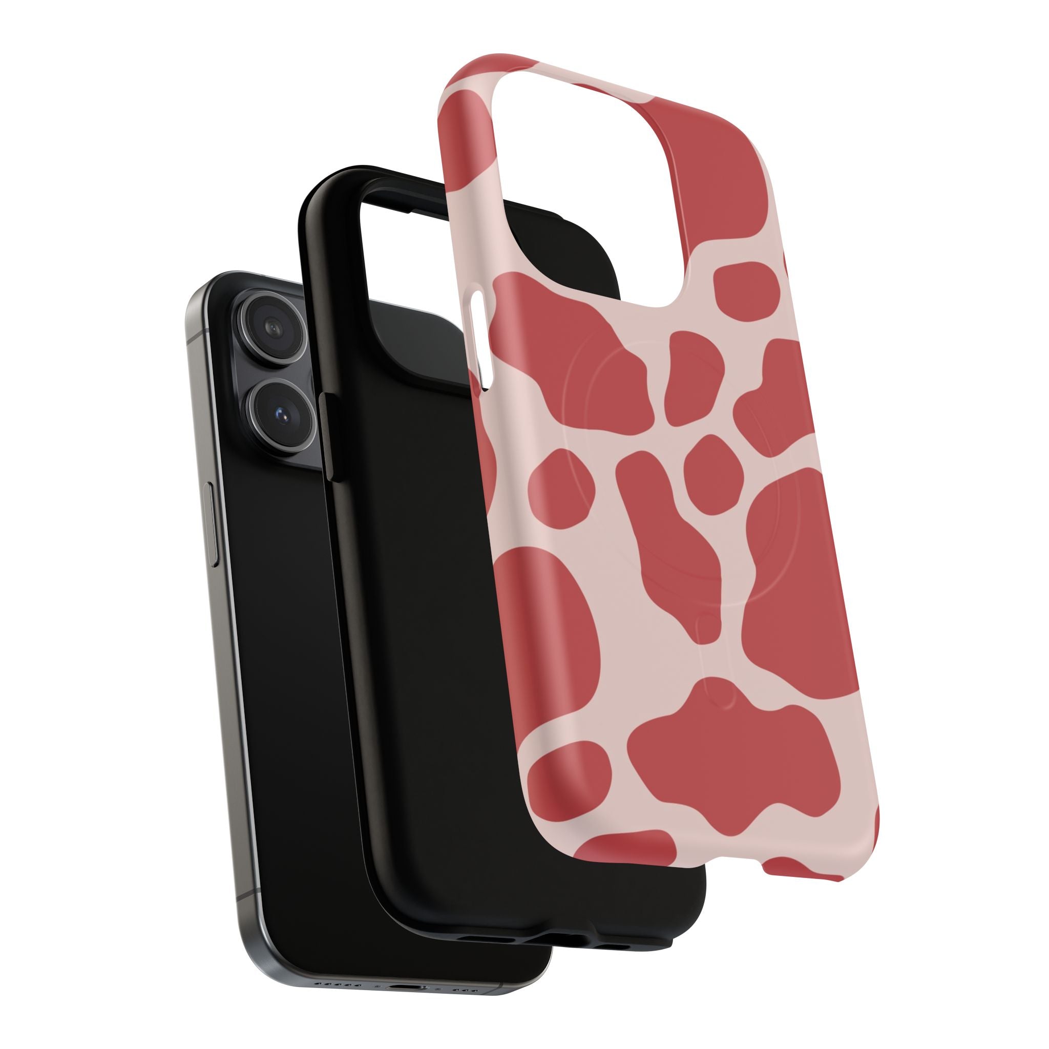 Red and Pink Cow Print MagSafe iPhone Case, Artsulli - Art is Long, Life is Short, Phone Case, , , , , , ,