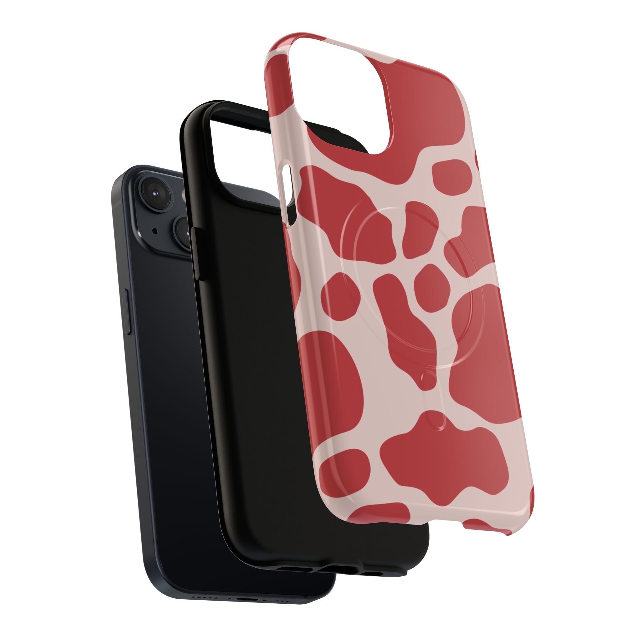 Red and Pink Cow Print MagSafe iPhone Case, Artsulli - Art is Long, Life is Short, Phone Case, , , , , , ,