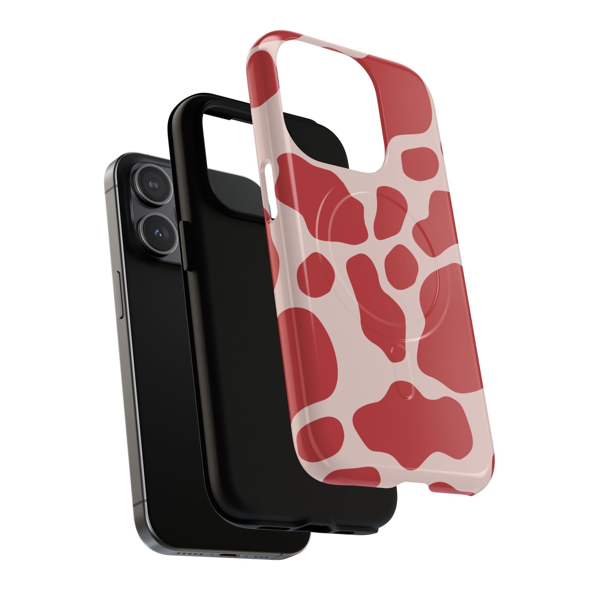 Red and Pink Cow Print MagSafe iPhone Case, Artsulli - Art is Long, Life is Short, Phone Case, , , , , , ,