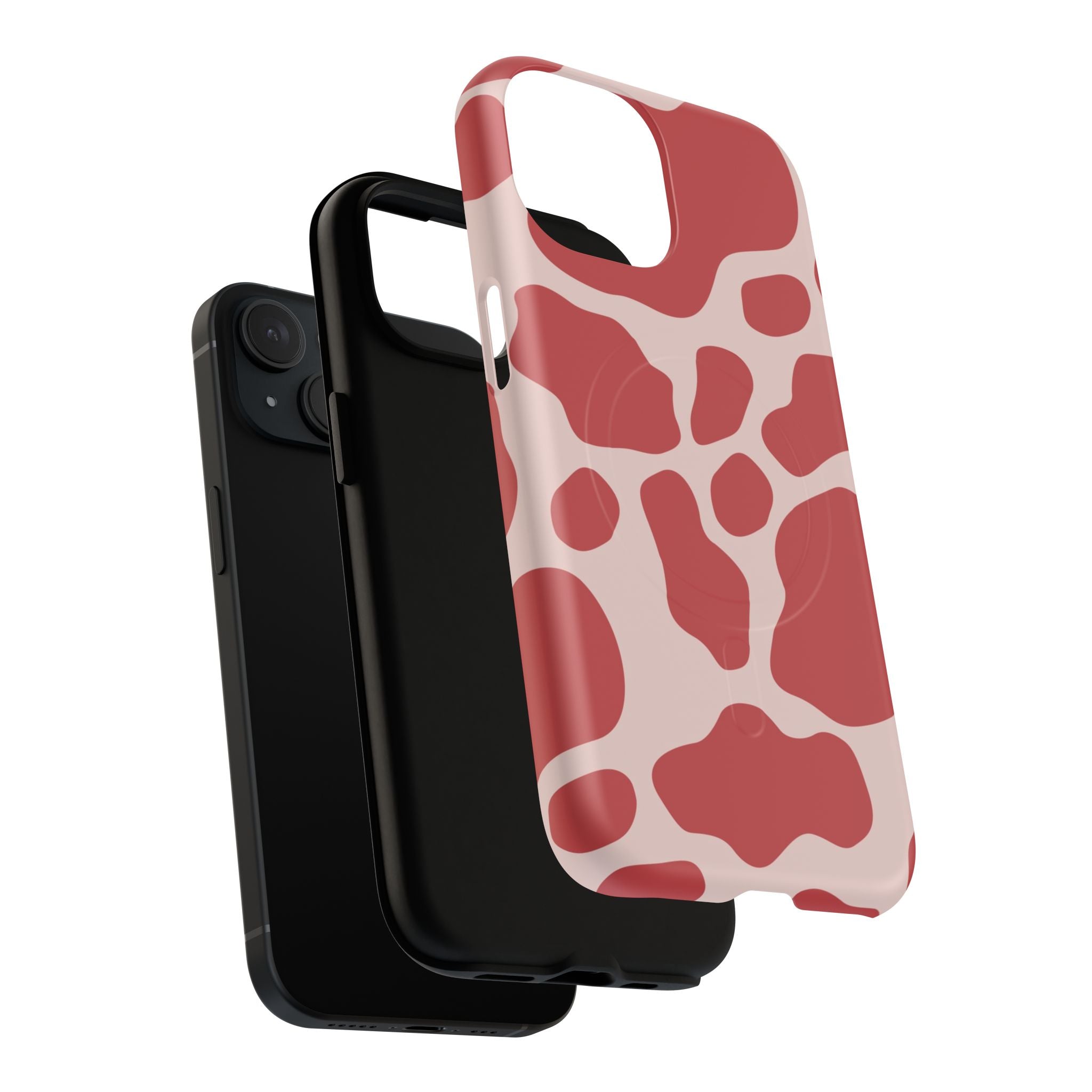 Red and Pink Cow Print MagSafe iPhone Case, Artsulli - Art is Long, Life is Short, Phone Case, , , , , , ,
