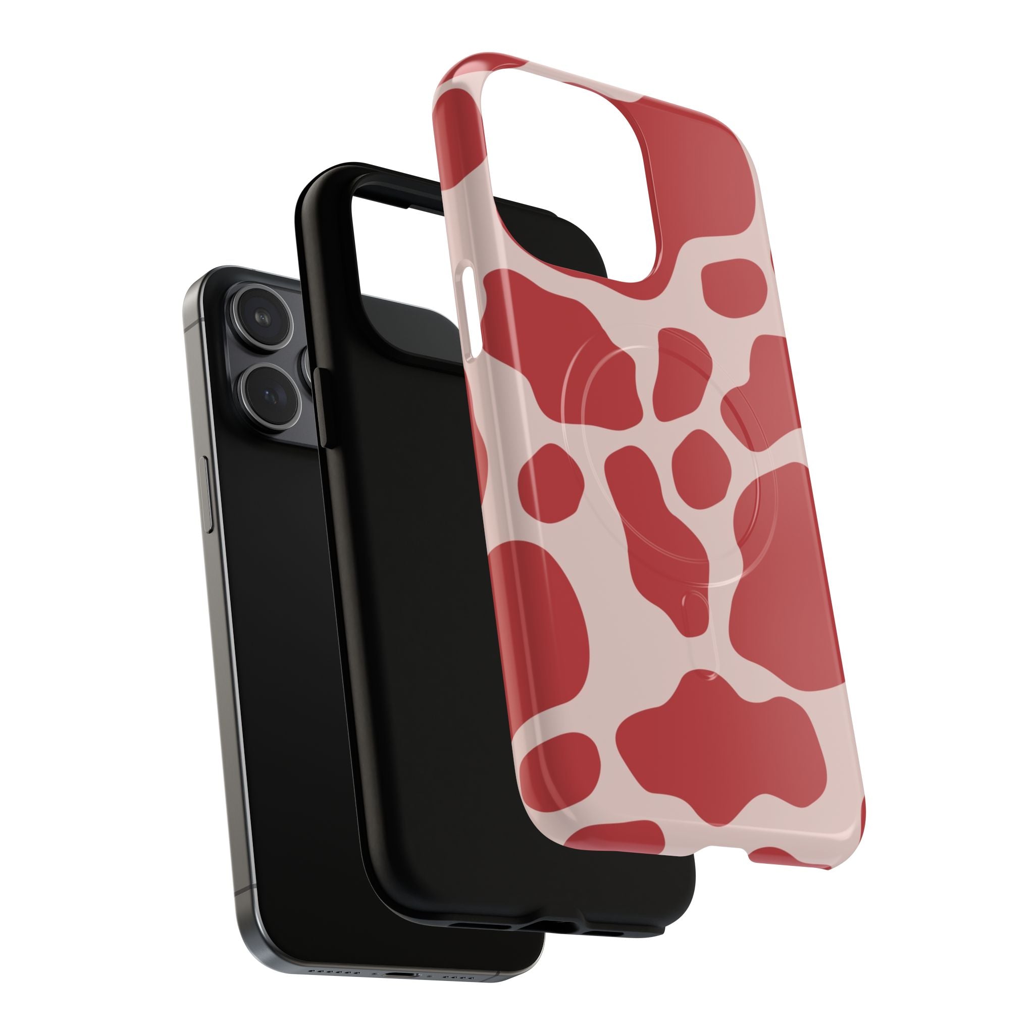 Red and Pink Cow Print MagSafe iPhone Case, Artsulli - Art is Long, Life is Short, Phone Case, , , , , , ,
