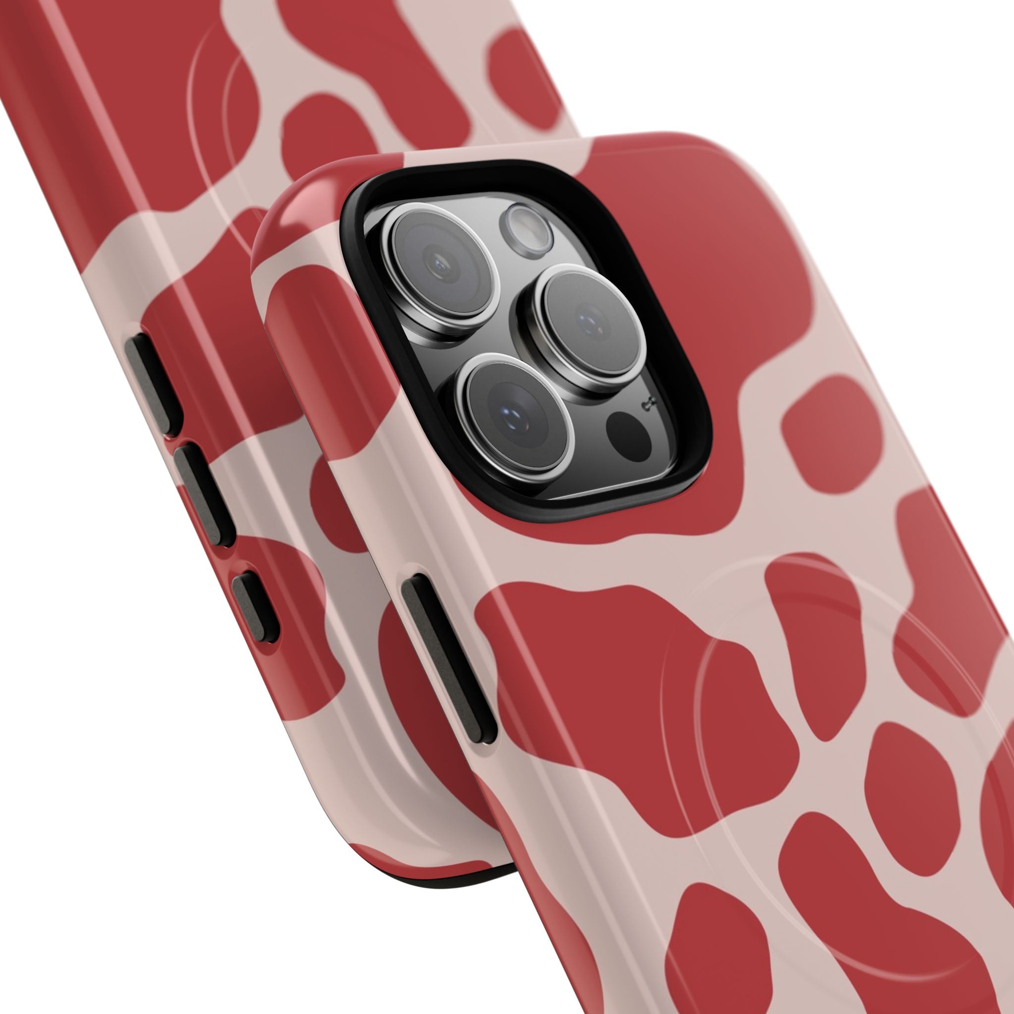Red and Pink Cow Print MagSafe iPhone Case, Artsulli - Art is Long, Life is Short, Phone Case, , , , , , ,