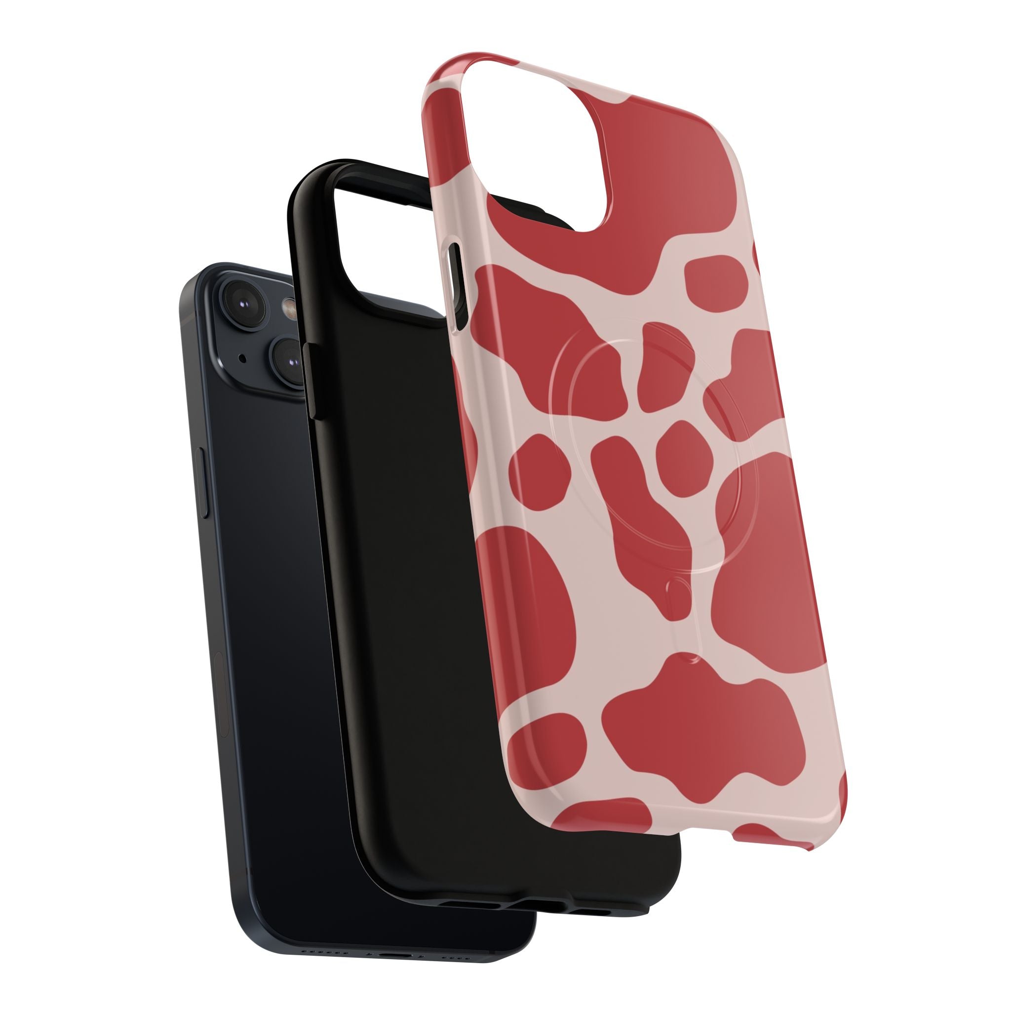 Red and Pink Cow Print MagSafe iPhone Case, Artsulli - Art is Long, Life is Short, Phone Case, , , , , , ,