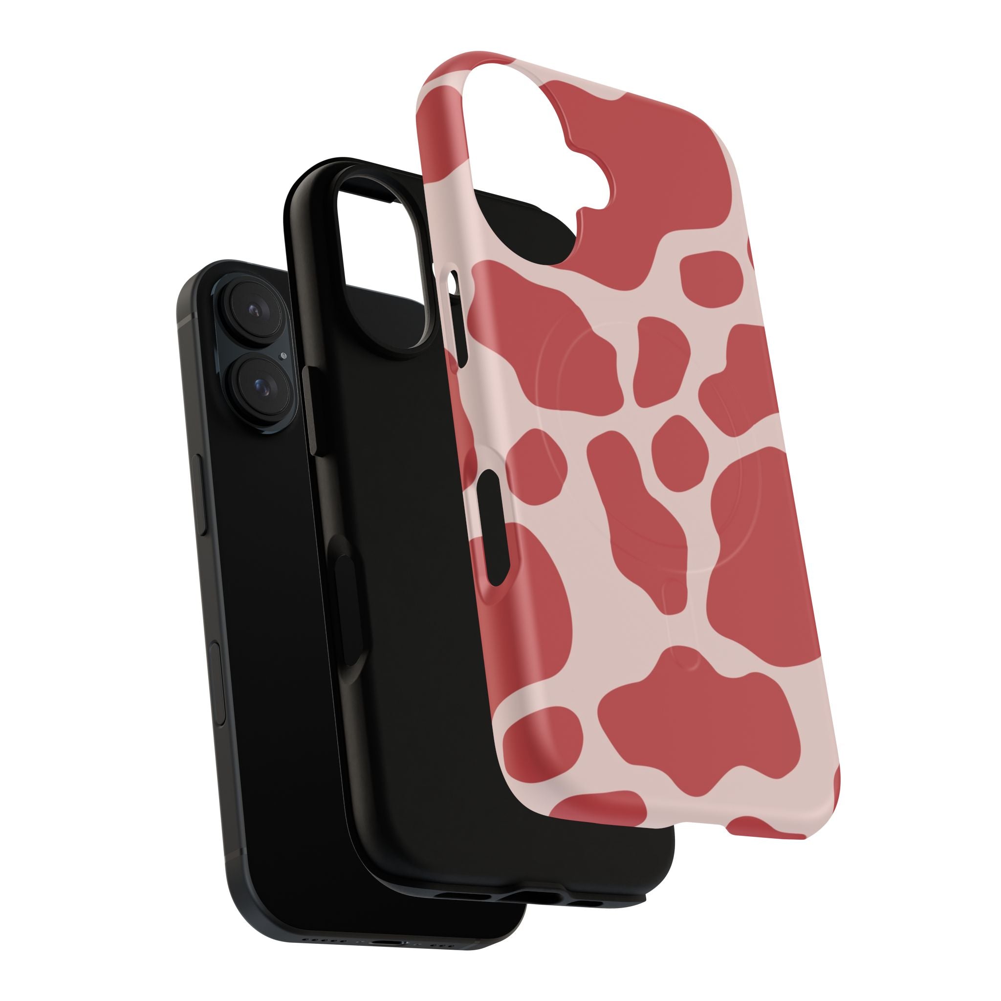 Red and Pink Cow Print MagSafe iPhone Case, Artsulli - Art is Long, Life is Short, Phone Case, , , , , , ,