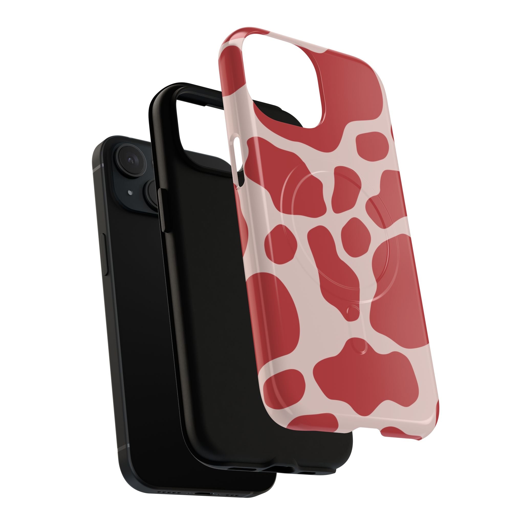 Red and Pink Cow Print MagSafe iPhone Case, Artsulli - Art is Long, Life is Short, Phone Case, , , , , , ,
