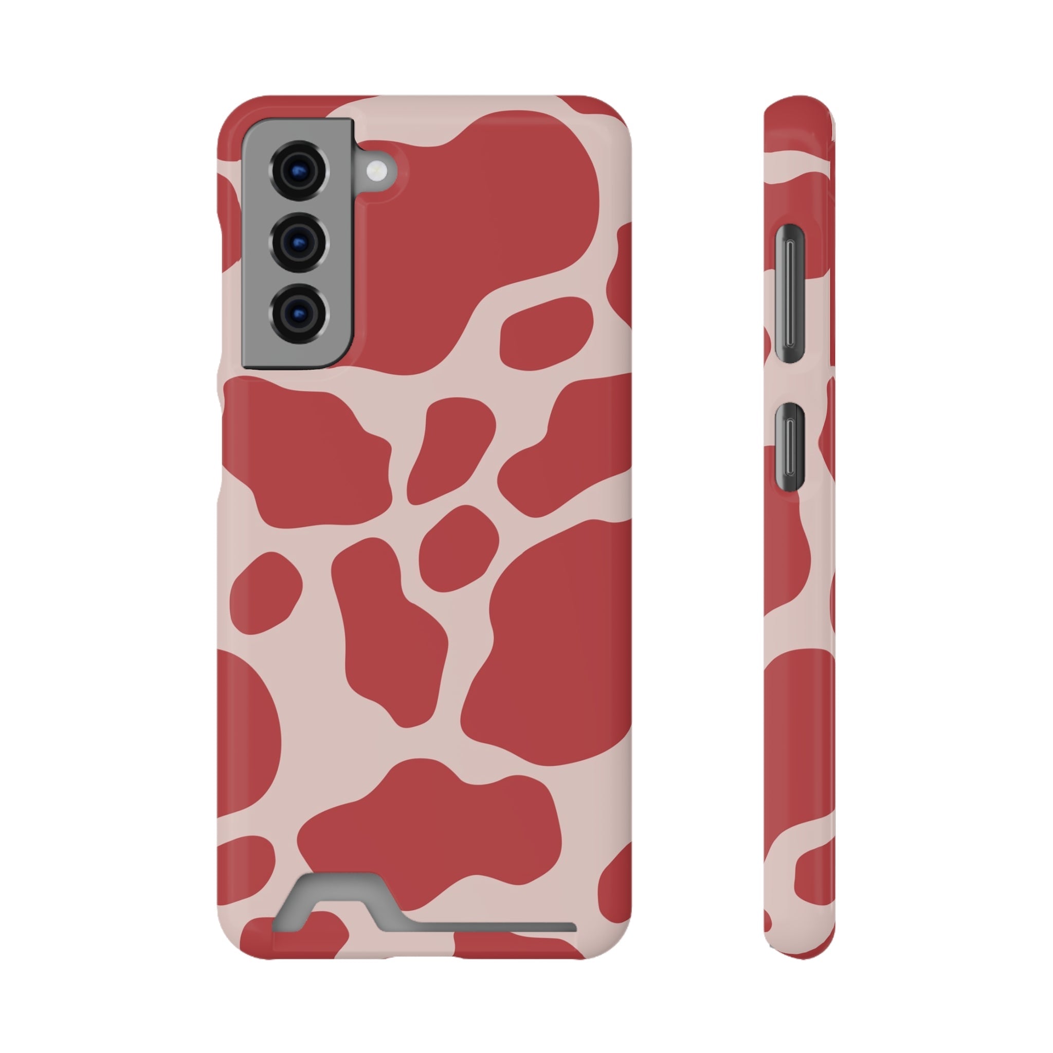 Red and White Cow Print Cardholder Case, Artsulli - Art is Long, Life is Short, Phone Case, Size, Samsung Galaxy S21, Surface, Glossy, Shape, Without gift packaging, 23888731401511015979