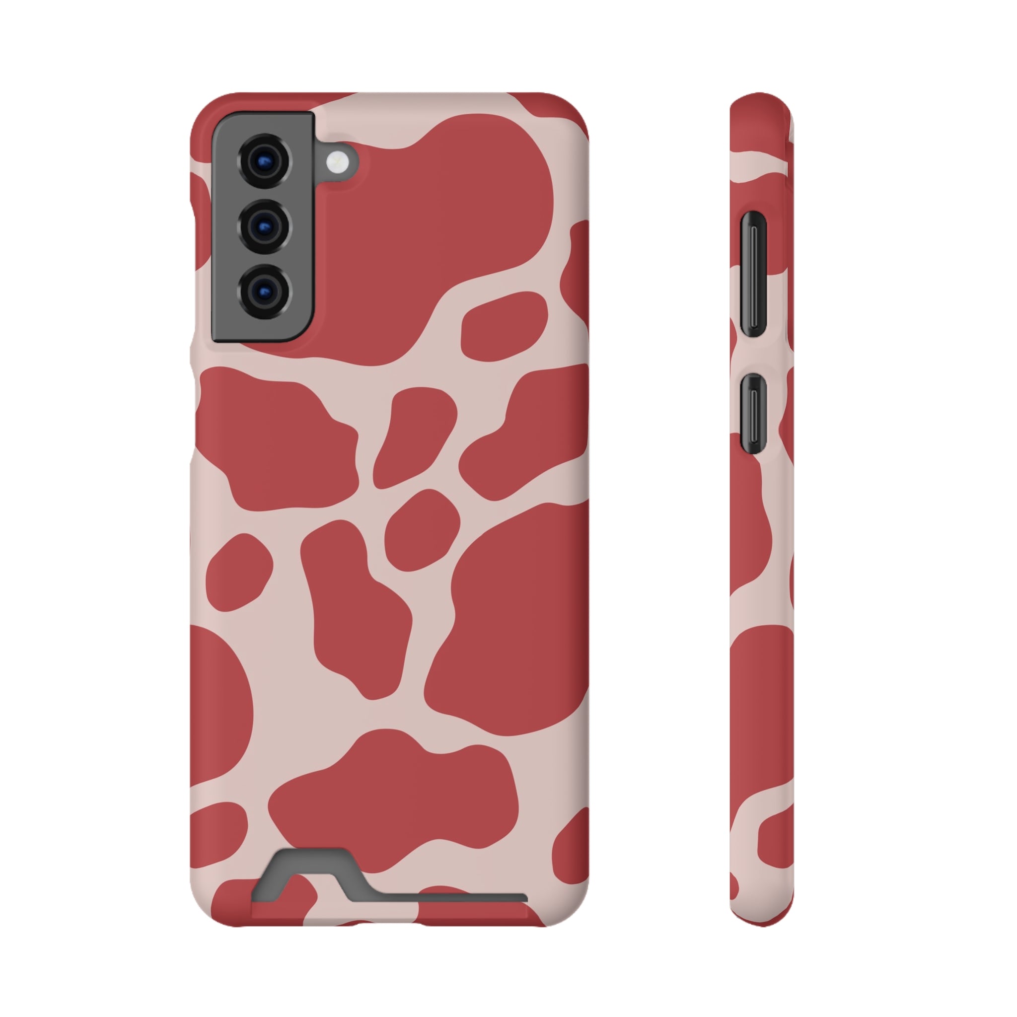 Red and White Cow Print Cardholder Case, Artsulli - Art is Long, Life is Short, Phone Case, Size, Samsung Galaxy S21 Plus, Surface, Matte, Shape, Without gift packaging, 12236594444198307388