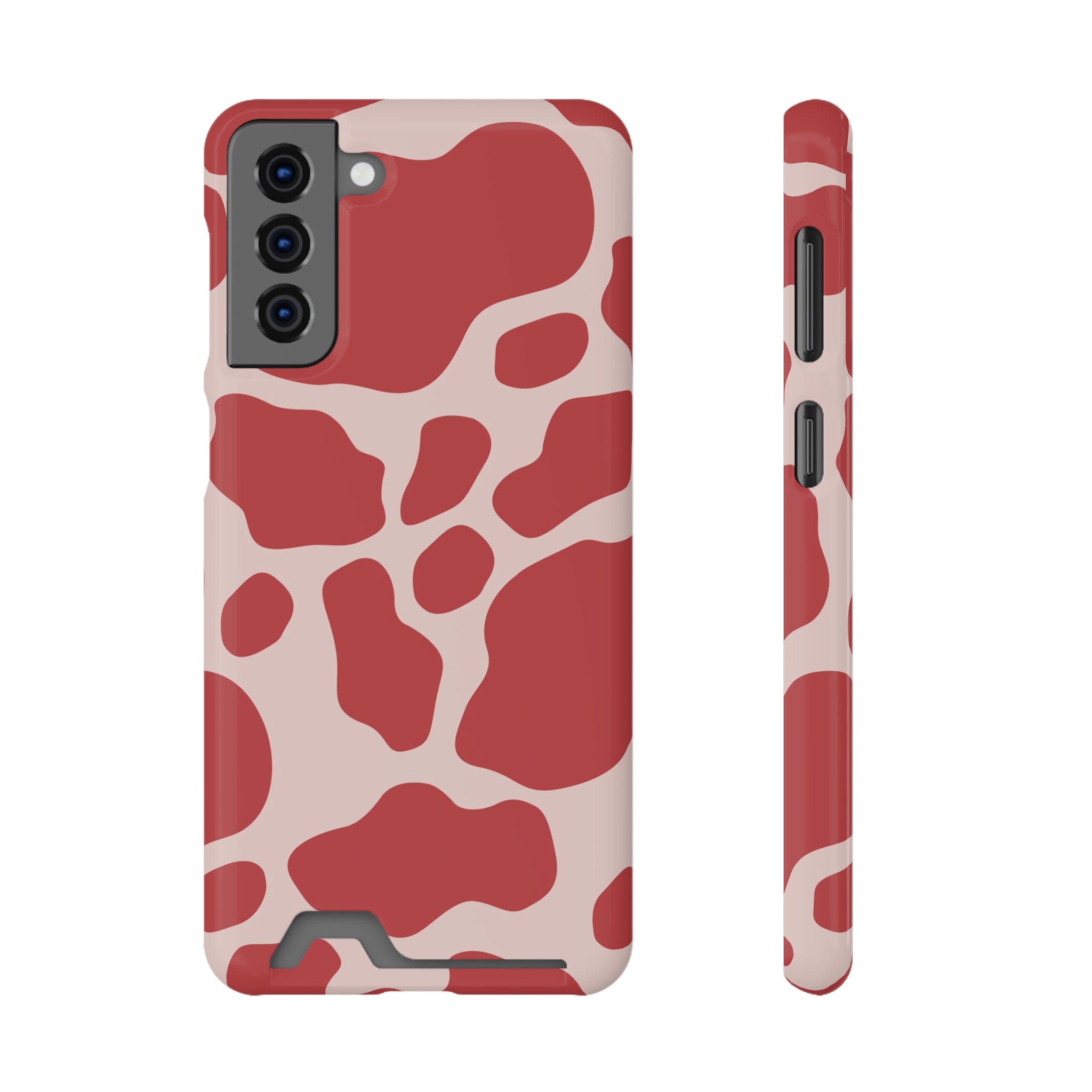 Red and White Cow Print Cardholder Case, Artsulli - Art is Long, Life is Short, Phone Case, Size, Samsung Galaxy S21 Plus, Surface, Glossy, Shape, Without gift packaging, 25065865945626645616