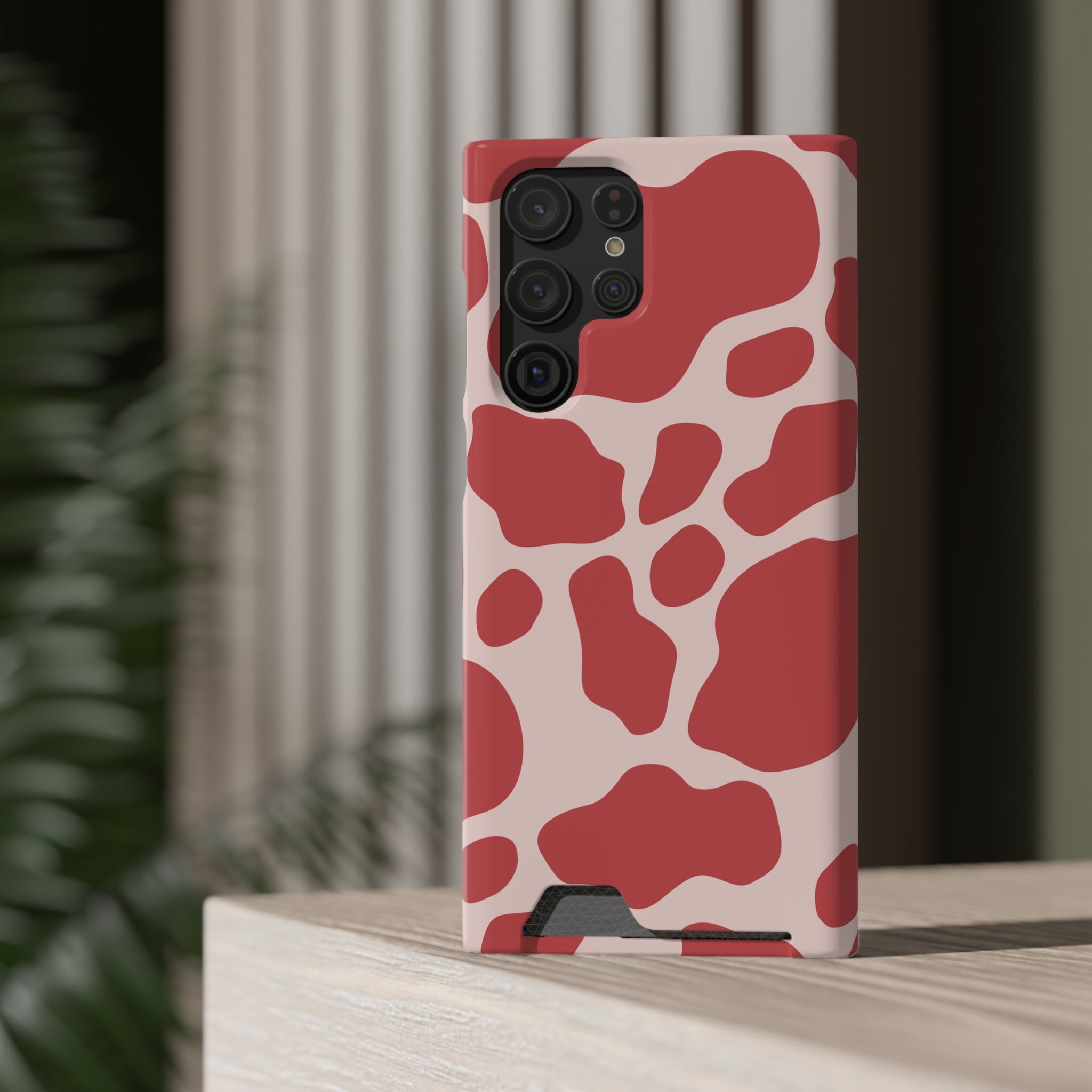 Red and White Cow Print Cardholder Case, Artsulli - Art is Long, Life is Short, Phone Case, , , , , , ,