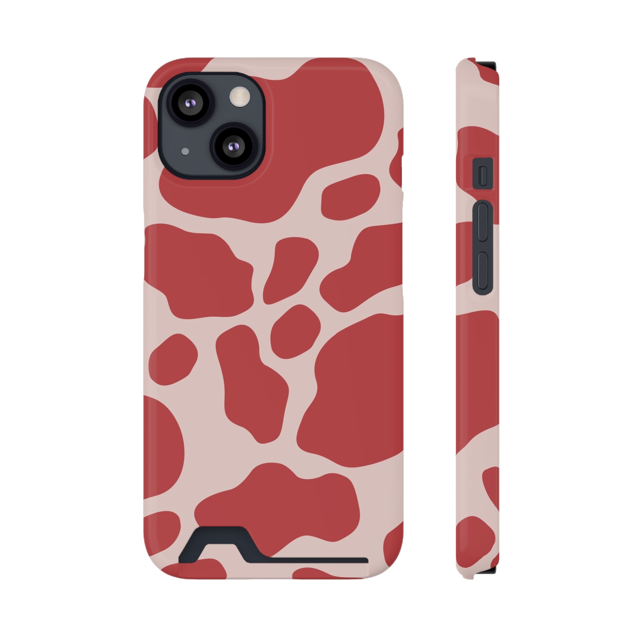 Red and White Cow Print Cardholder Case, Artsulli - Art is Long, Life is Short, Phone Case, Size, iPhone 13, Surface, Glossy, Shape, Without gift packaging, 22209608936661951969