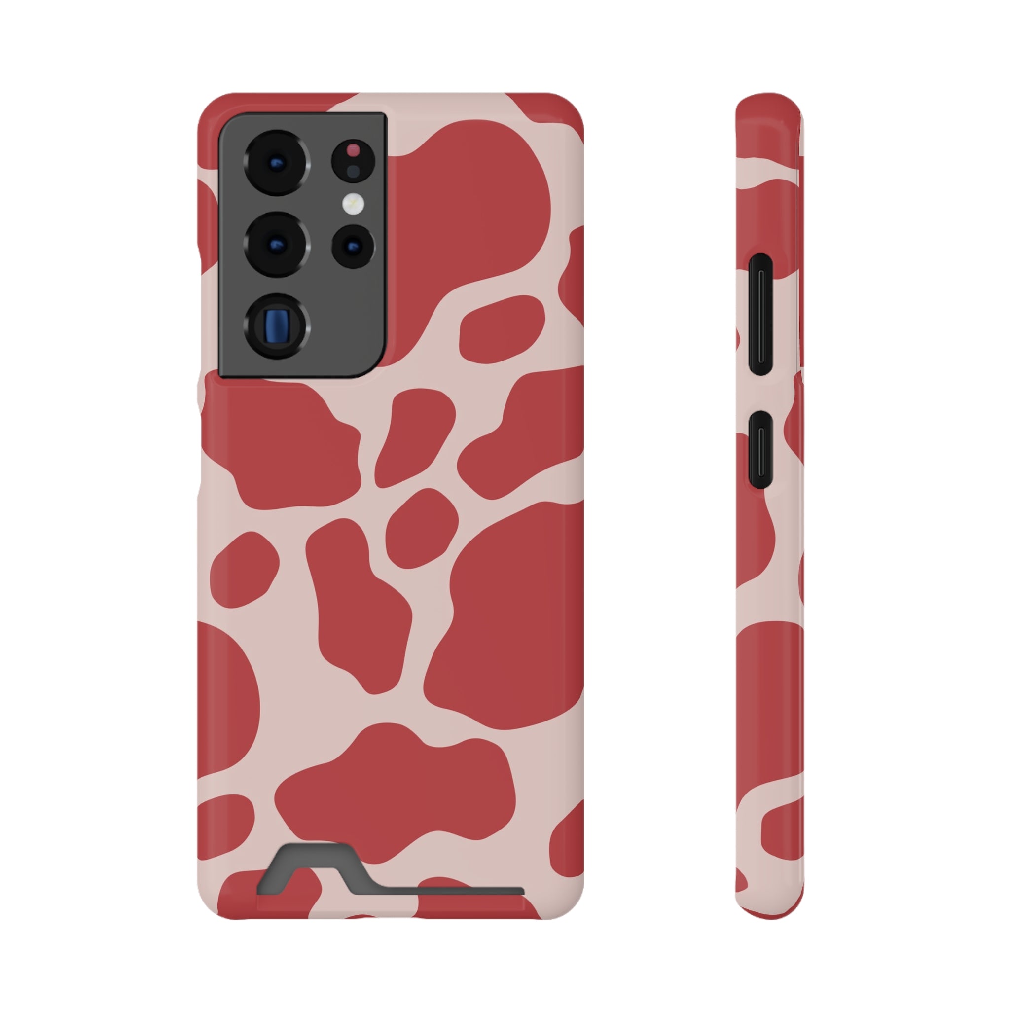 Red and White Cow Print Cardholder Case, Artsulli - Art is Long, Life is Short, Phone Case, Size, Samsung Galaxy S21 Ultra, Surface, Glossy, Shape, Without gift packaging, 24152692004928327468