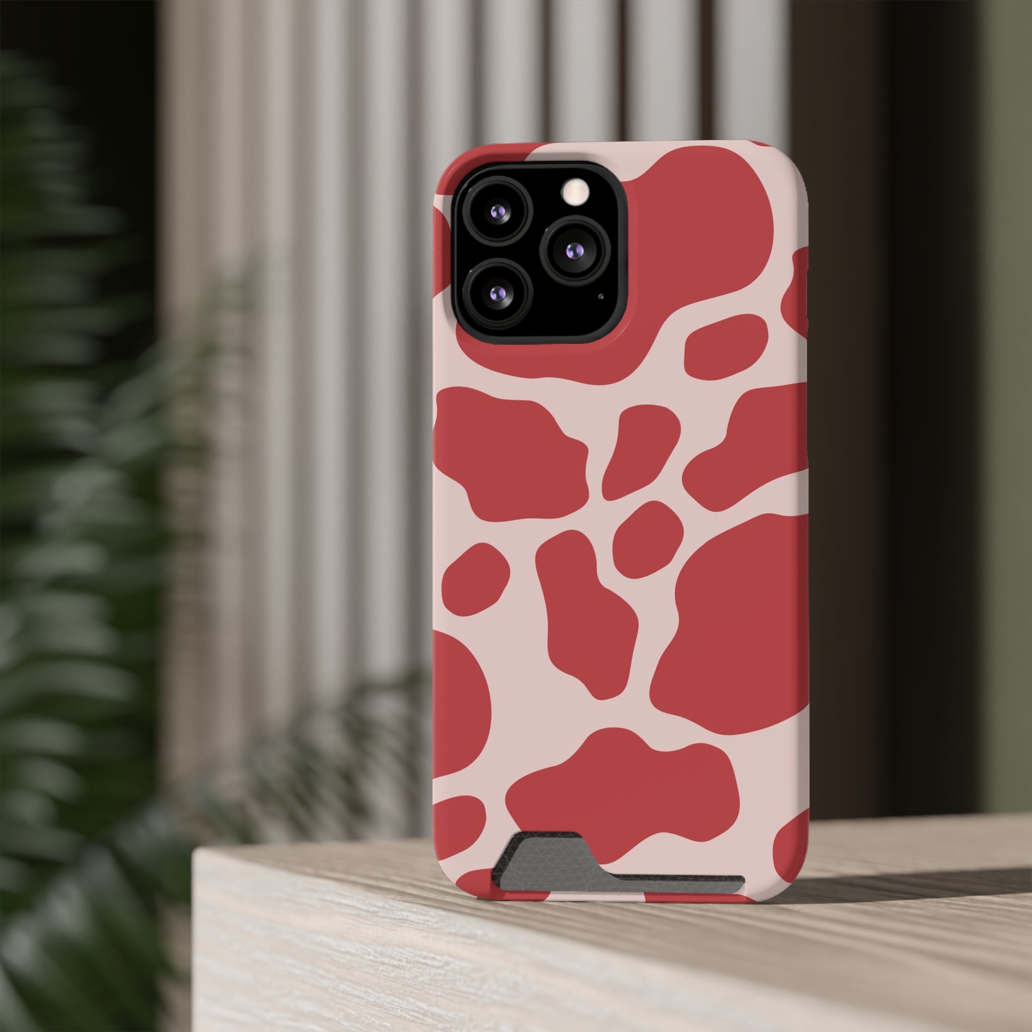 Red and White Cow Print Cardholder Case, Artsulli - Art is Long, Life is Short, Phone Case, , , , , , ,